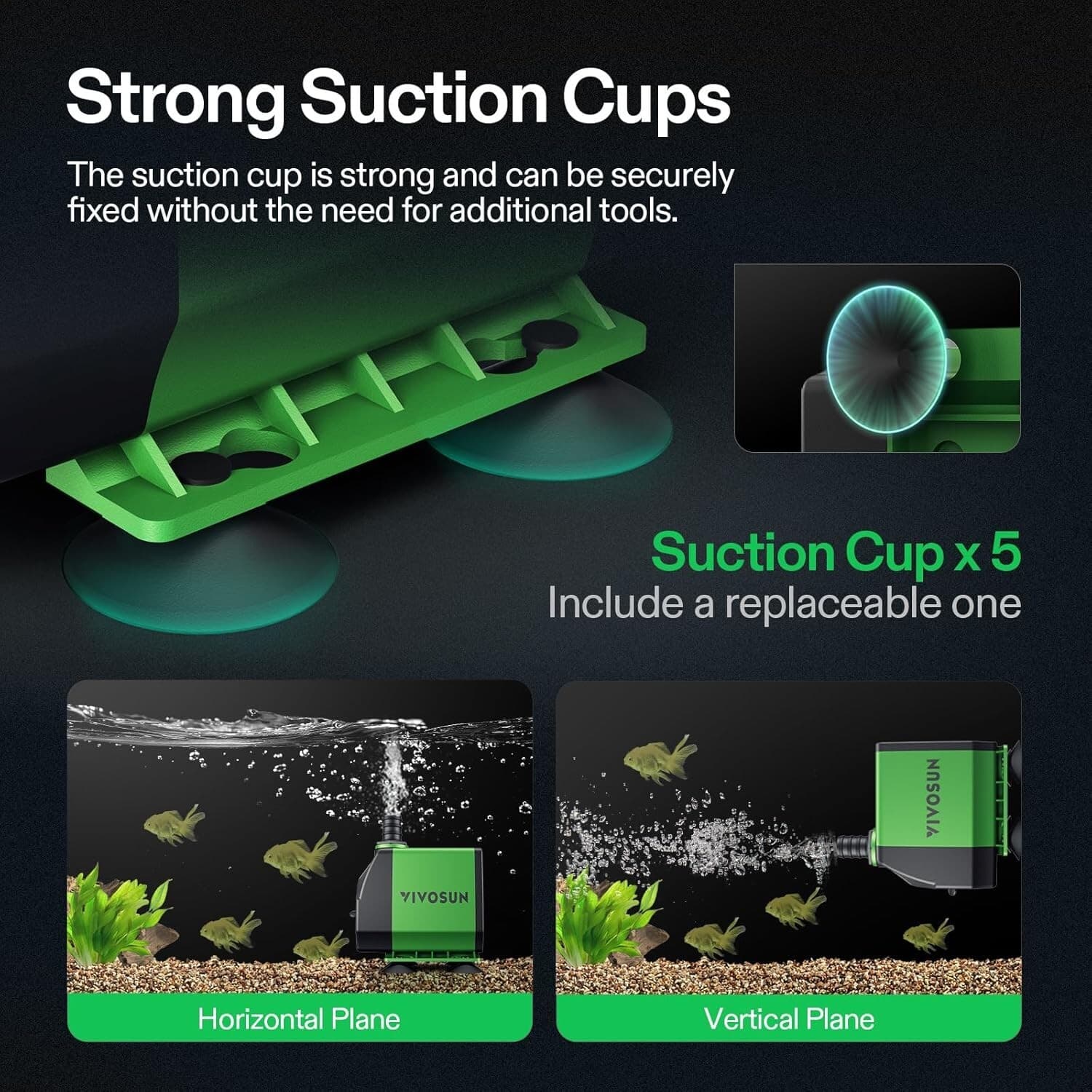 VIVOSUN Water Pump Hydroponics Pond Fountain Aquariums Submersible Fish Tank 4