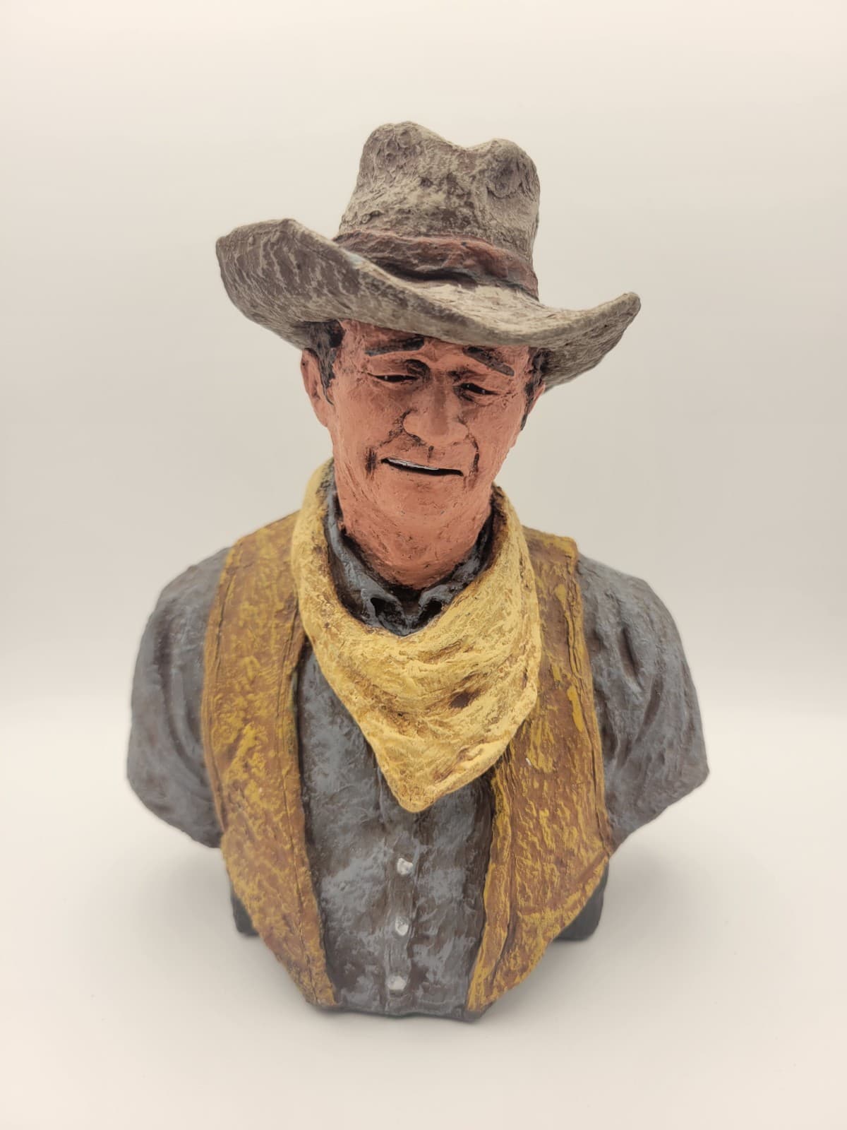 Original 1982 Daniel Monfort "John Wayne" Trail Boss Western Stone Sculpture Lot 3