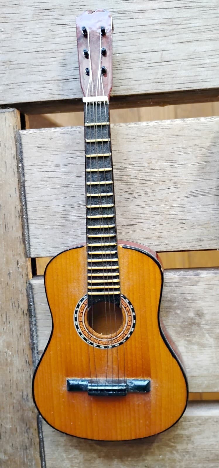 Vintage Miniature Acoustic Guitar With Carrying Case 8” 4