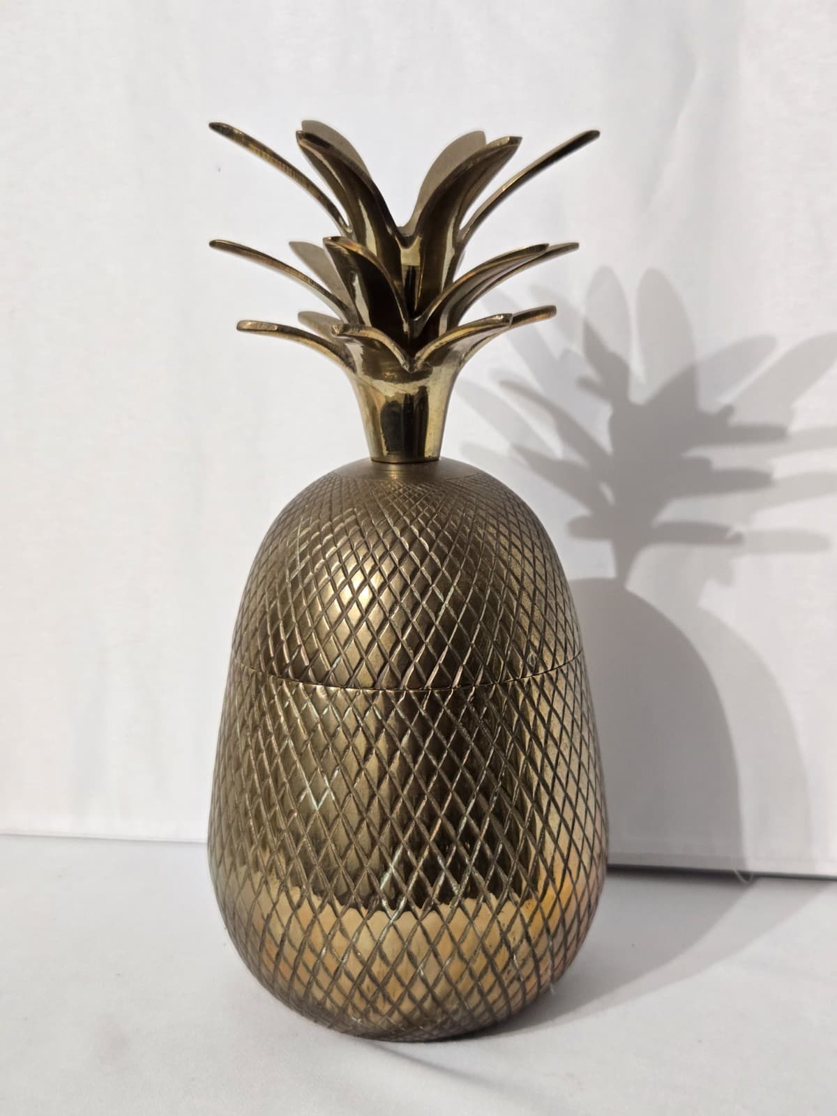 3 Vintage Solid Brass Pineapple Trinket Box / Storage Containers 8"-10"  Tall 6