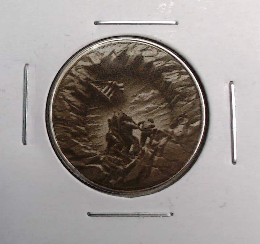 Iwa Jima 3D On U.S. Clad Quarter Surface Engraved Hobo Nickel / Love Token 2
