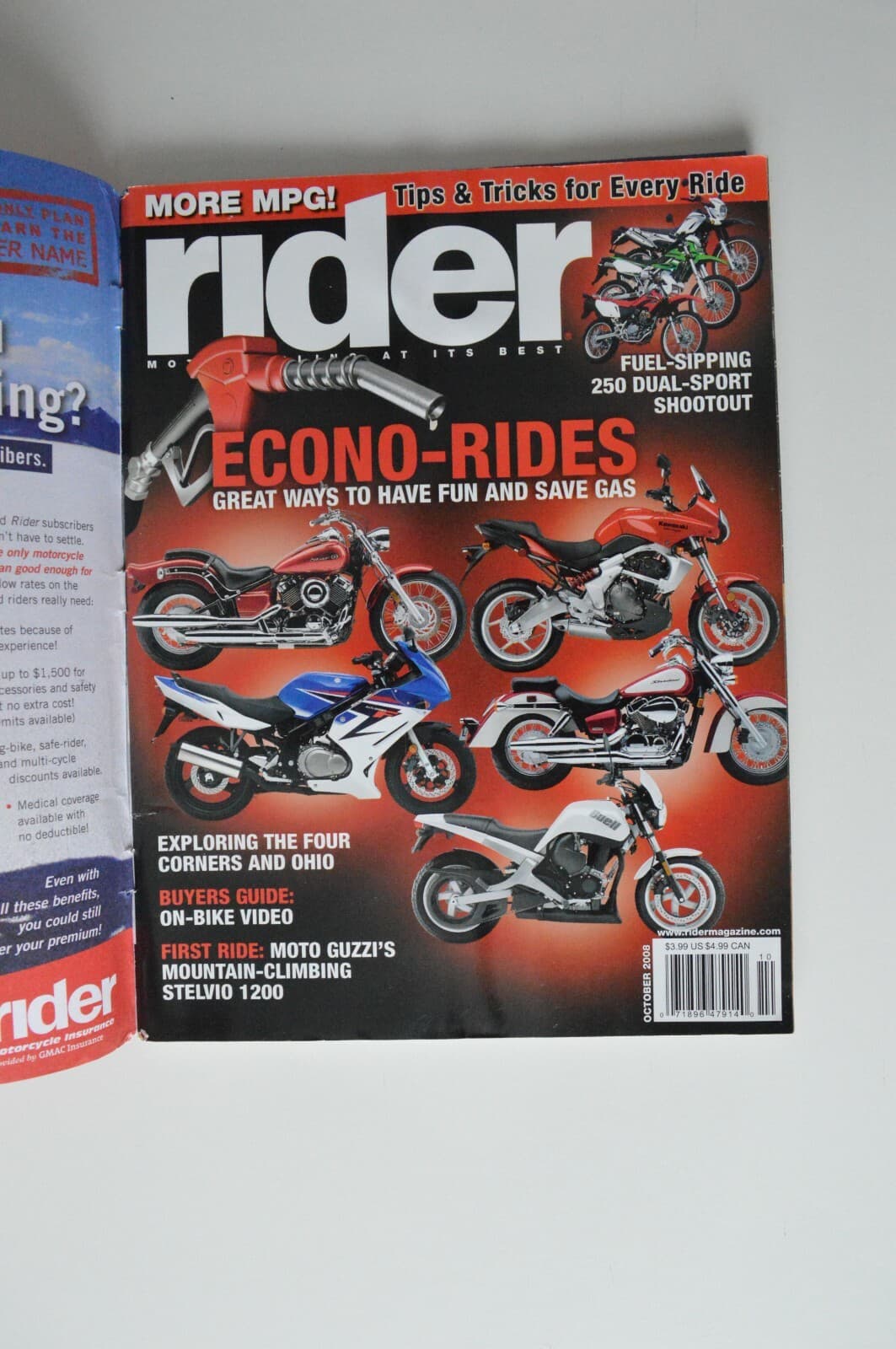 RIDER October 2008 Moto-Guzzi Stevlio 1200 Kawasaki Versys Honda CRF230L XT250 2