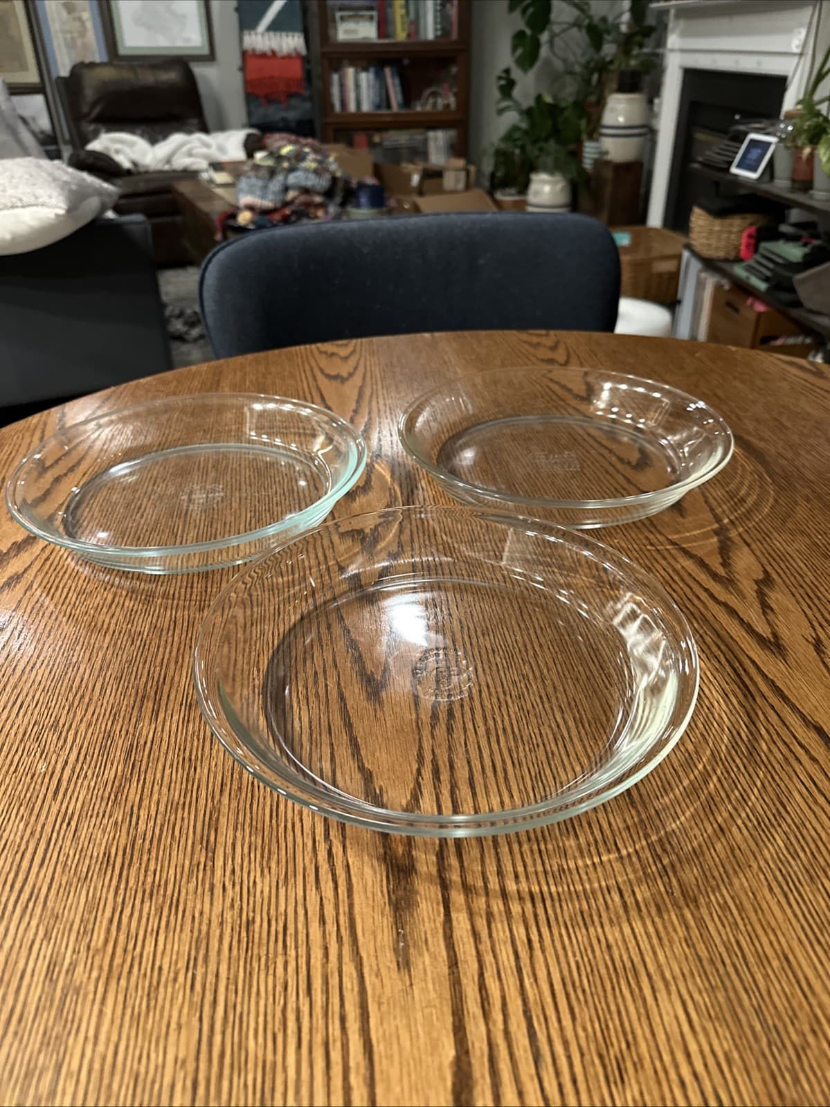 Pyrex Glass Pie Plate 209 Baking Dish Pan 9 inch Clear Vintage Set Of 3 4