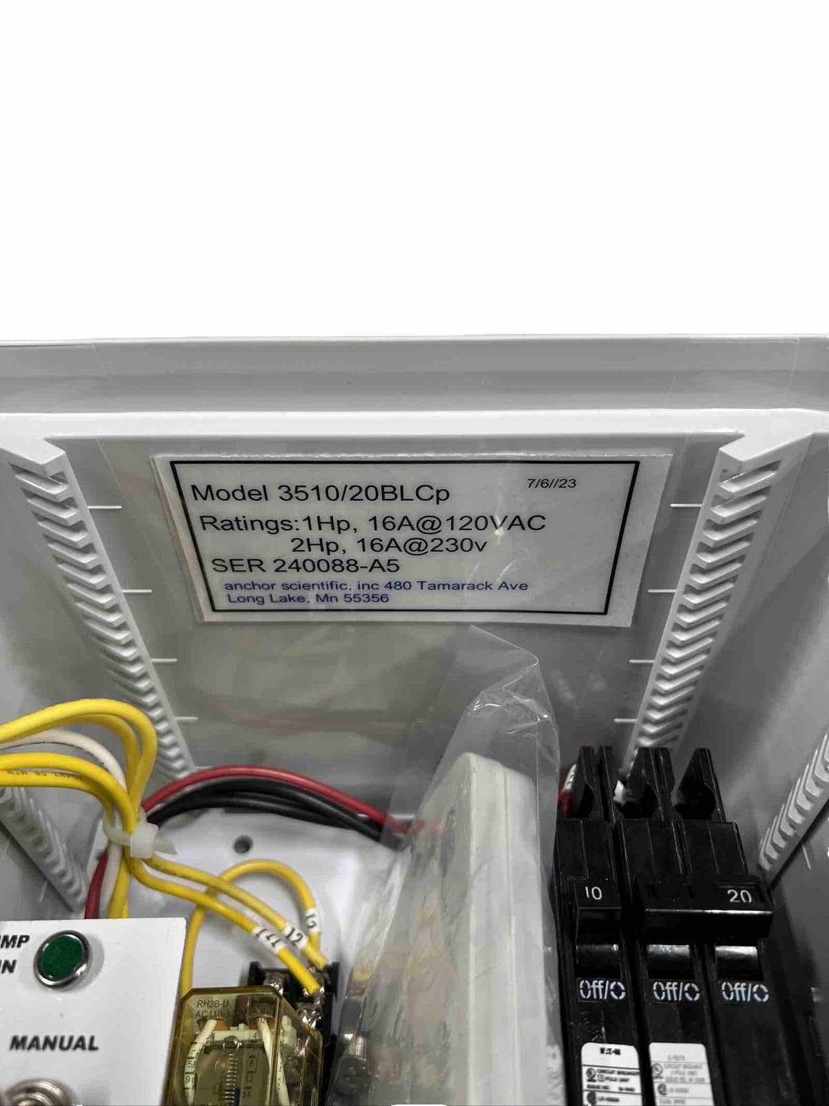 3500 Series Simplex Pump Control Panel, 1 Phase Model 3510/20BLCp 5