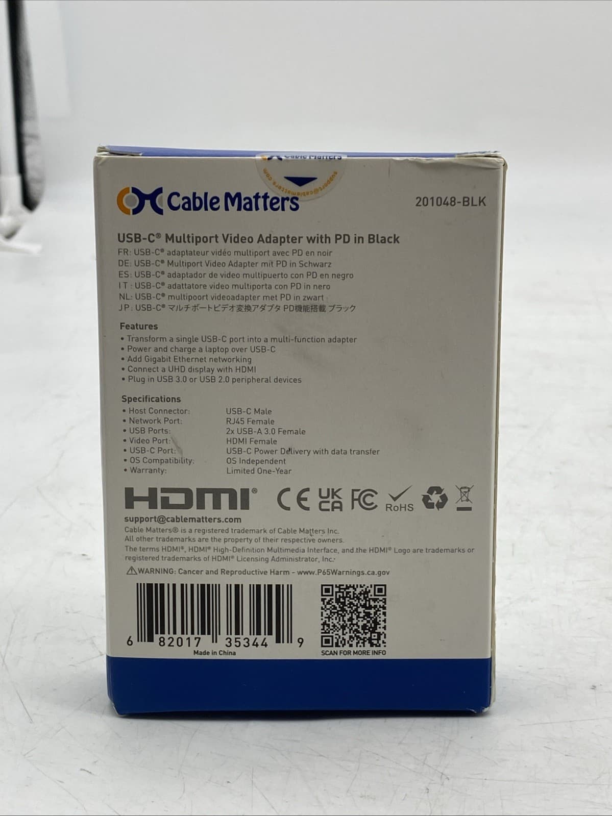 NEW Cable Matters USB-C Multiport Adapter with PD  in Black 201048-BLK 4