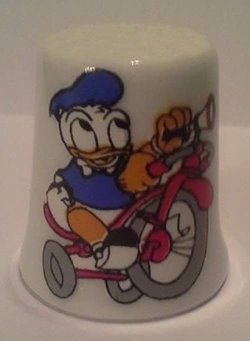 Charming Baby Donald Duck Collectible Porcelain Thimble