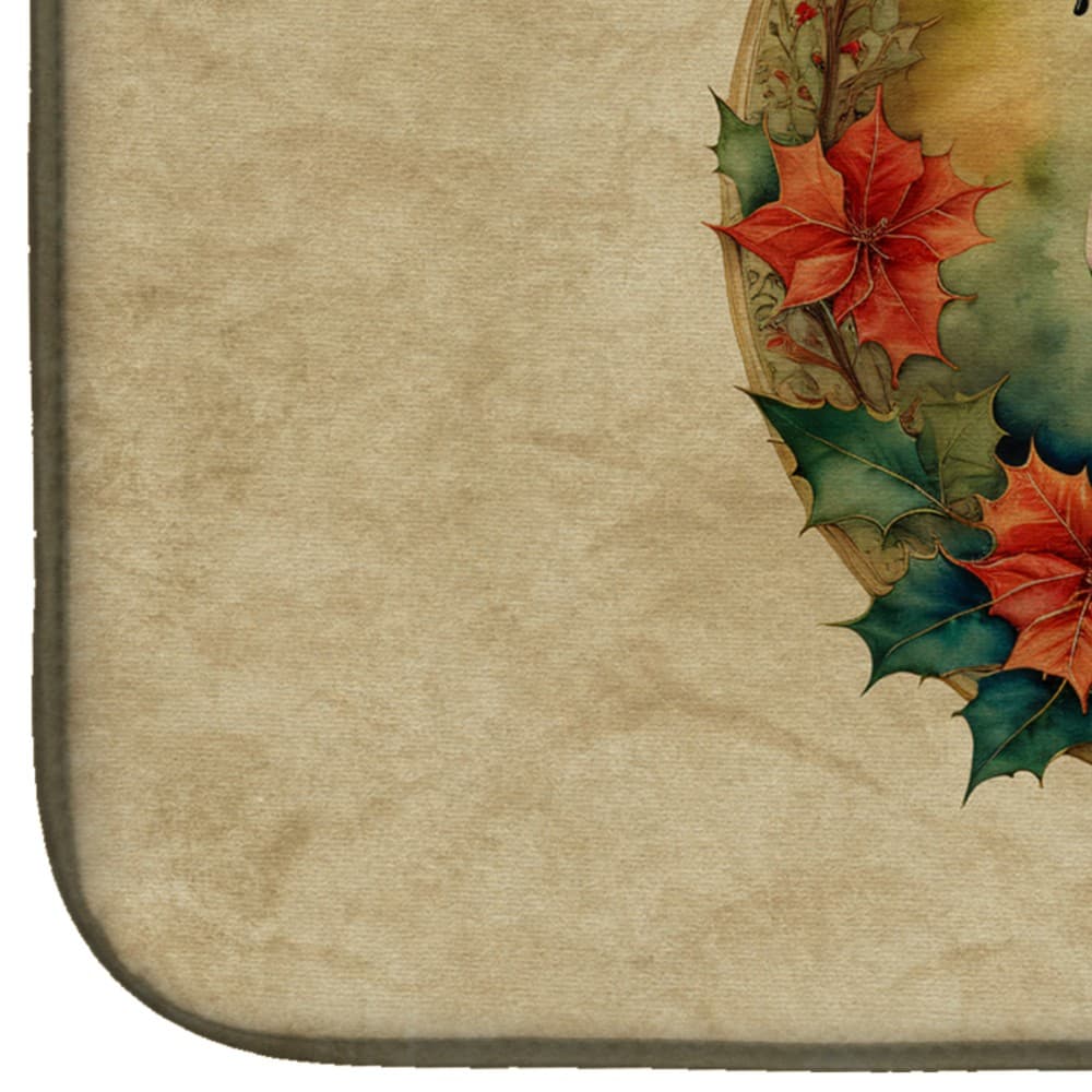 American Bulldog Christmas Flowers Dish Drying Mat DAC2300DDM 4