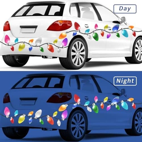 48 Pcs Christmas Car Reflective Bulbs Magnets 48 Pcs Car Reflective Magnets 5