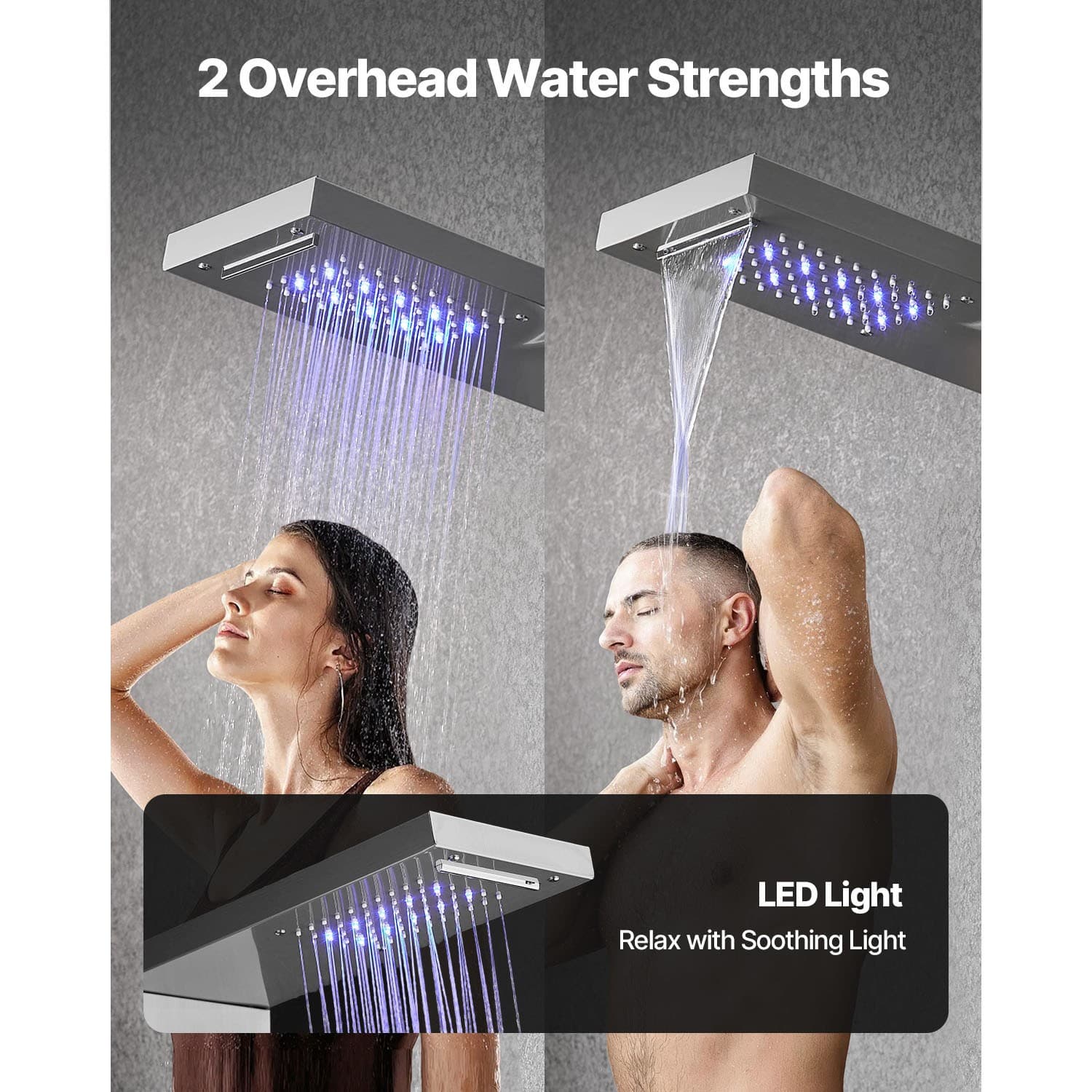 Shower Panel Tower System Stainless Steel Column Rainfall Waterfall Head 5 Modes 4