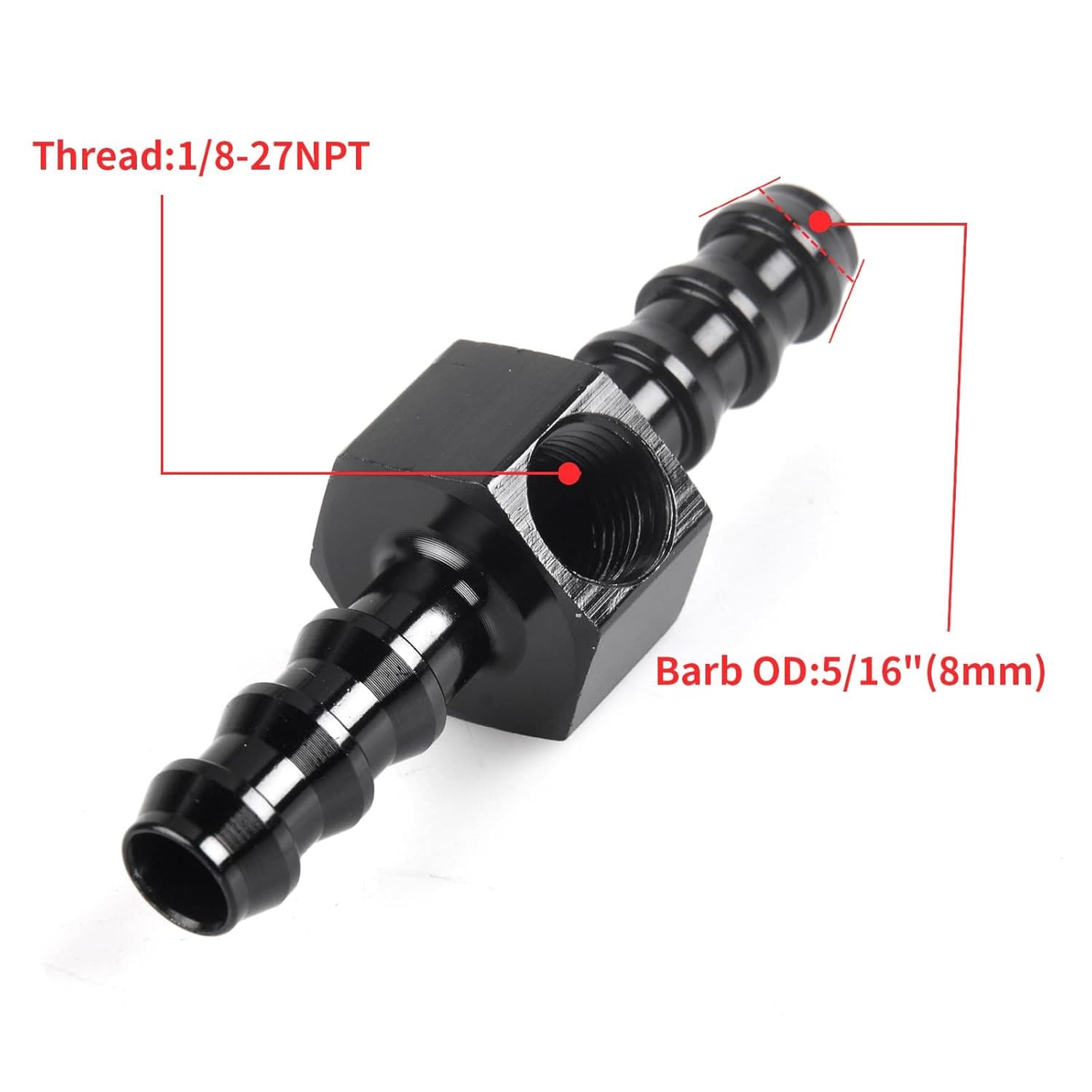 Universal 0-100Psi Fuel Pressure Gauge 1/8" NPT Oil Press Gauge with 5/16" Barb 3