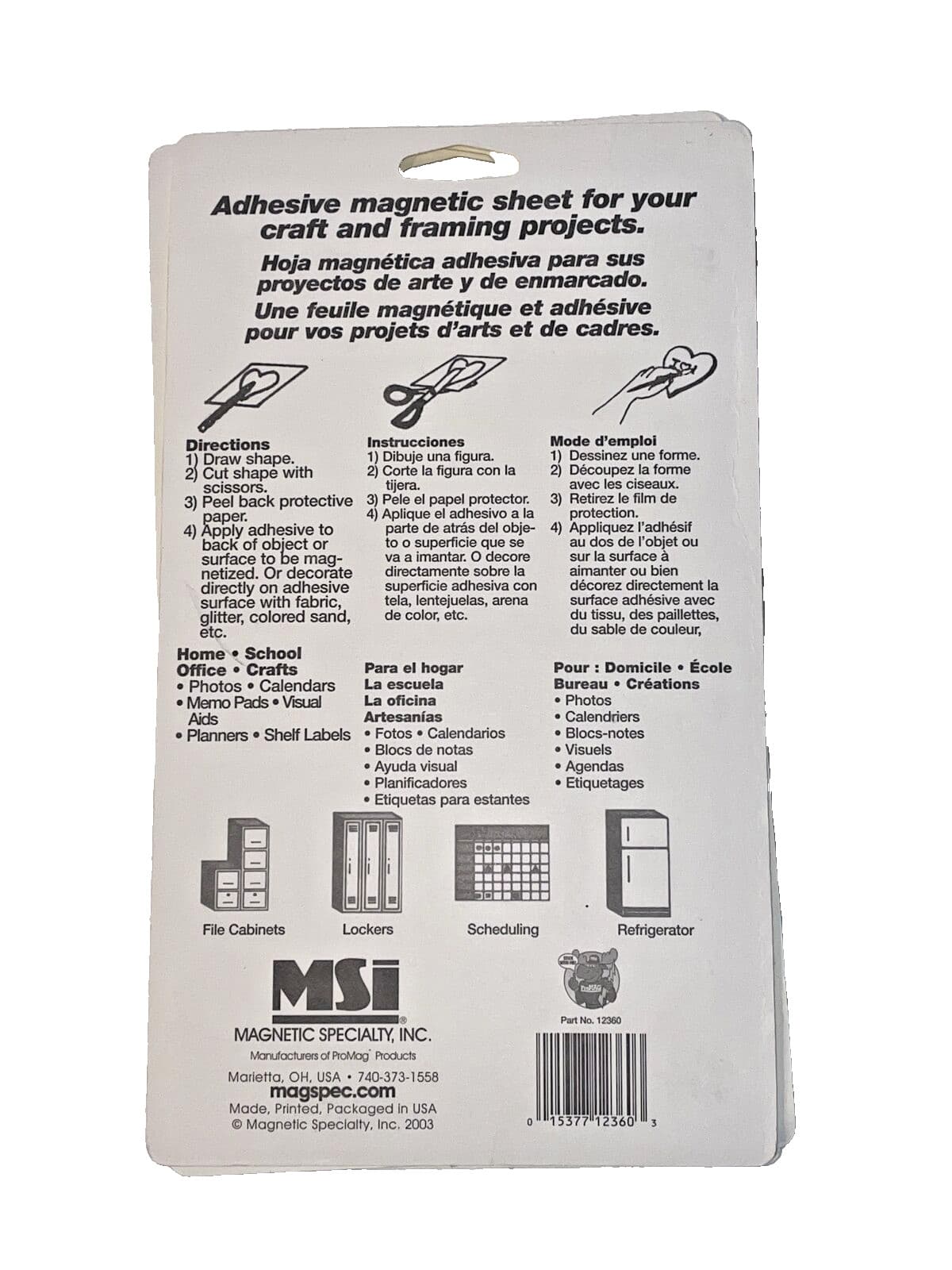 ProMAG Adhesive Magnetic Sheet 5 x 8 inches 3 Packages of 1 sheet 12360 New Pkgs 4