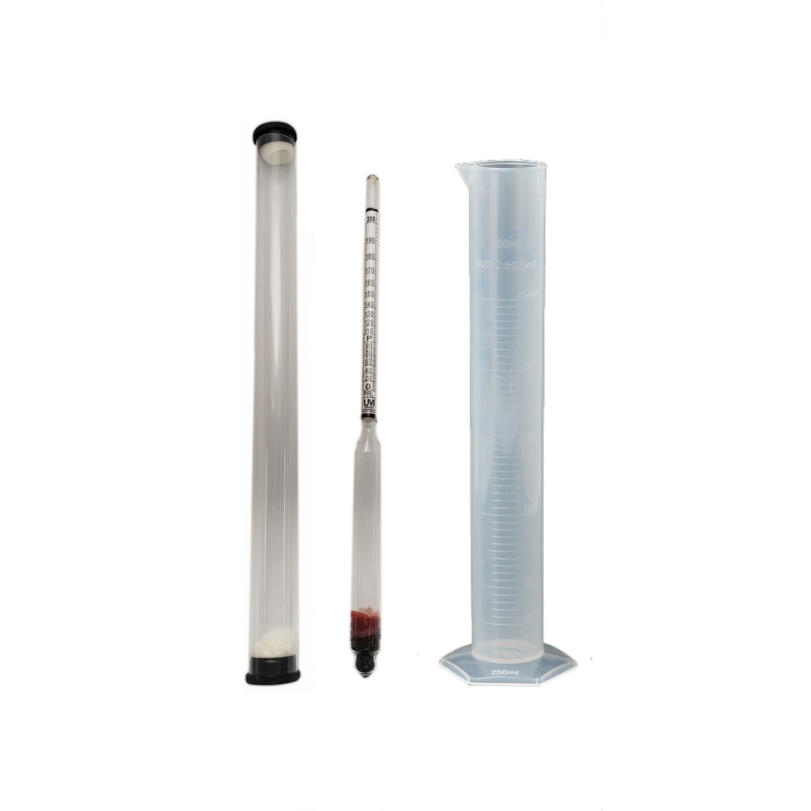 Hydrometer Alcohol Proof and Tralle 0-200 Kit + Test Jar Meter Moonshine Tapper 6