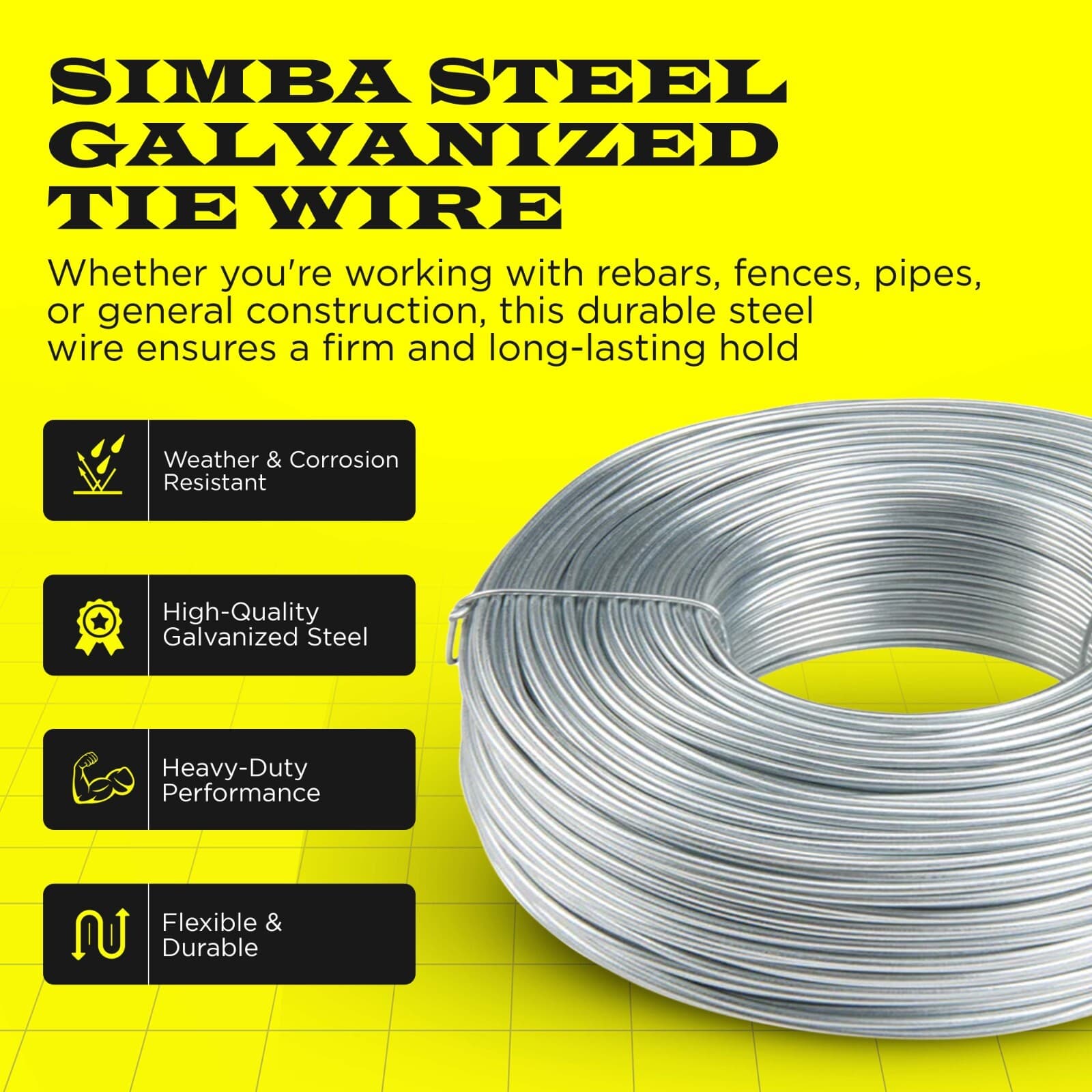 Galvanized Tie Wire, 16 Gage Soft Annealed, 3.5lb Rolls 1 - 100 Qty SIMBA STEEL 3