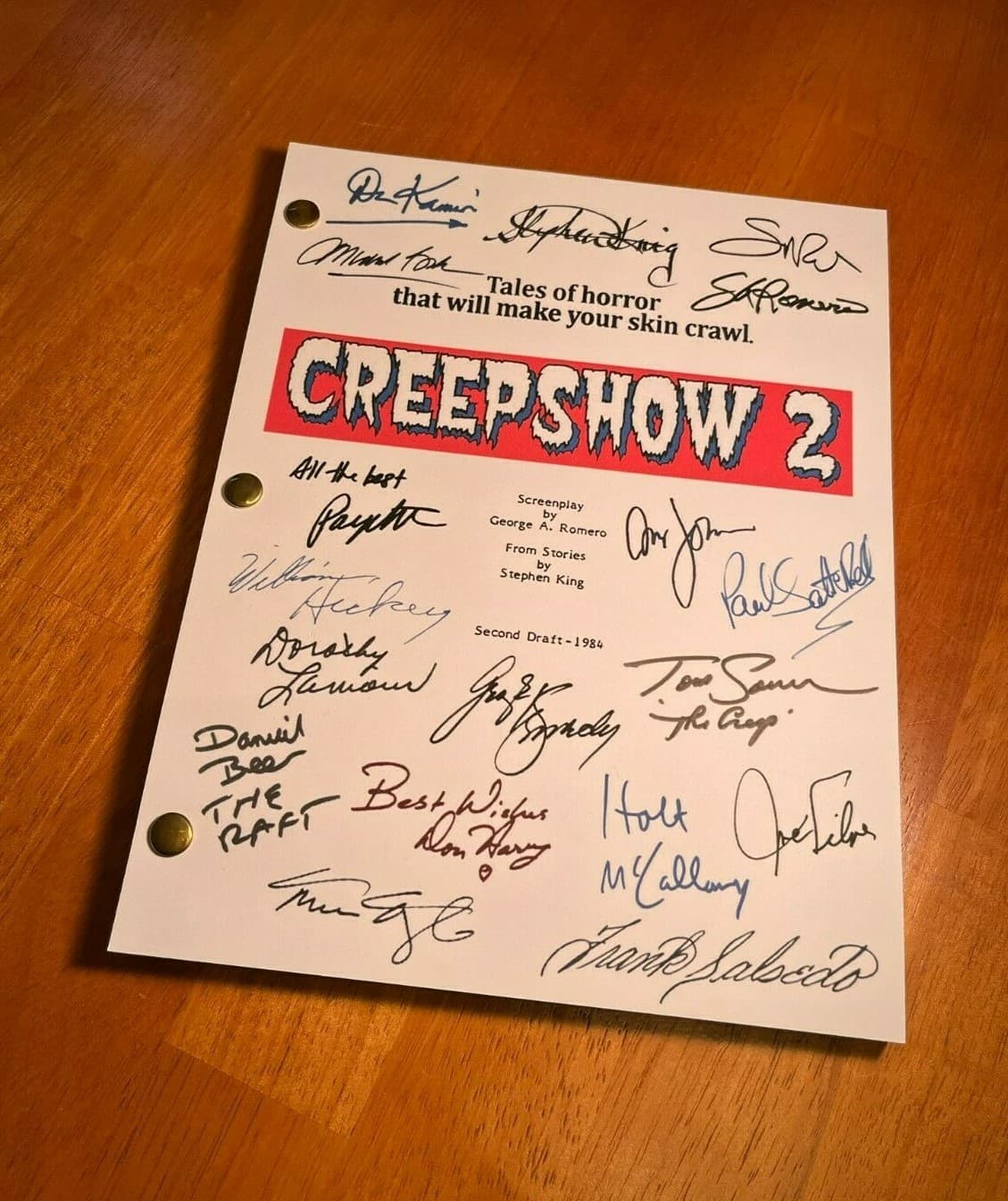 Creepshow 2 Script- 2nd Draft- Includes Pinfall- Cast-Signed- Autograph Reprints 2