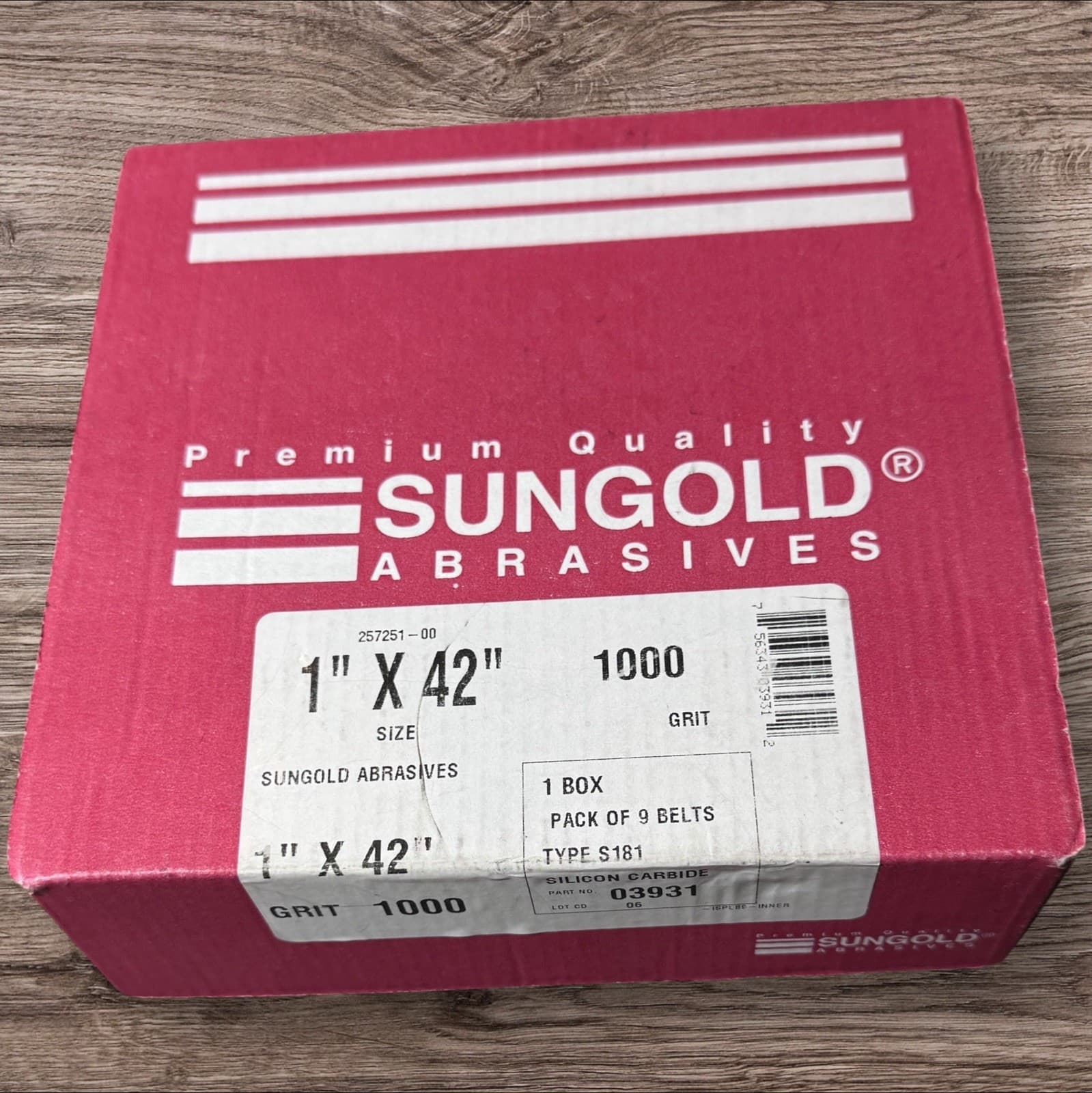 Sungold Abrasives | 1”X42” 1000 Grit | 9 Belts