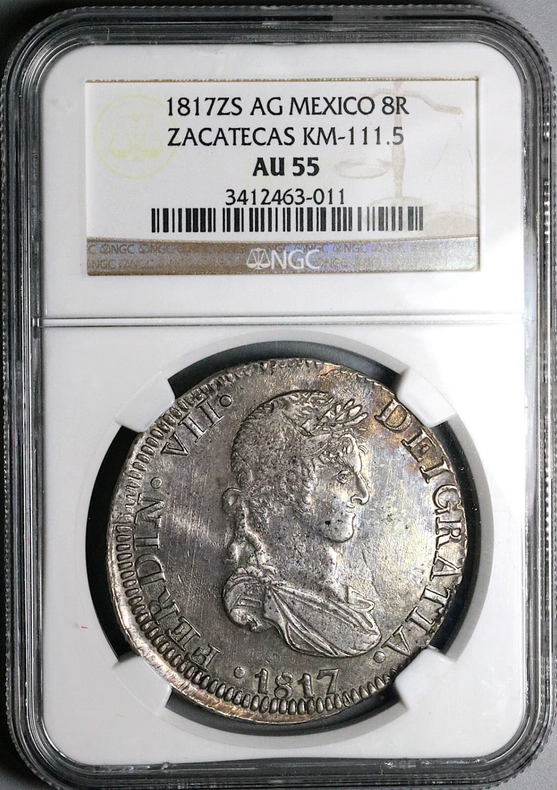 1817-Zs NGC AU 55 Mexico 8 Reales War Independence Zacatecas Mint Coin 23110603C 5