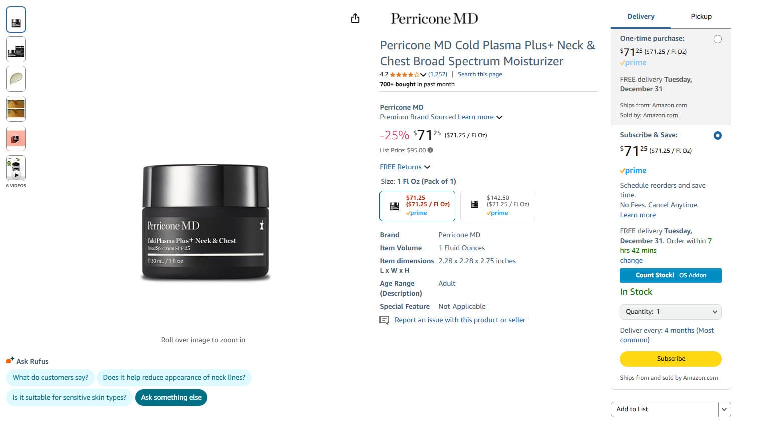 NEW Perricone MD Cold Plasma Plus+ Neck & Chest Broad Spectrum SPF 25 AUTHENTIC 4