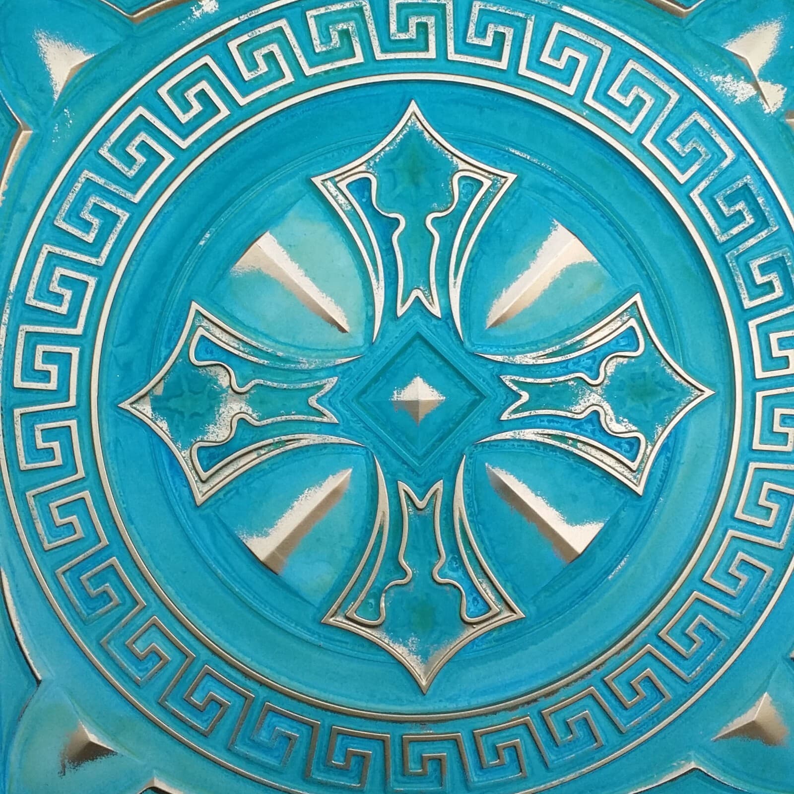 Ceiling tiles Faux tin washed cyan gold decor Barber wall panels PL01 10pcs/lot 6