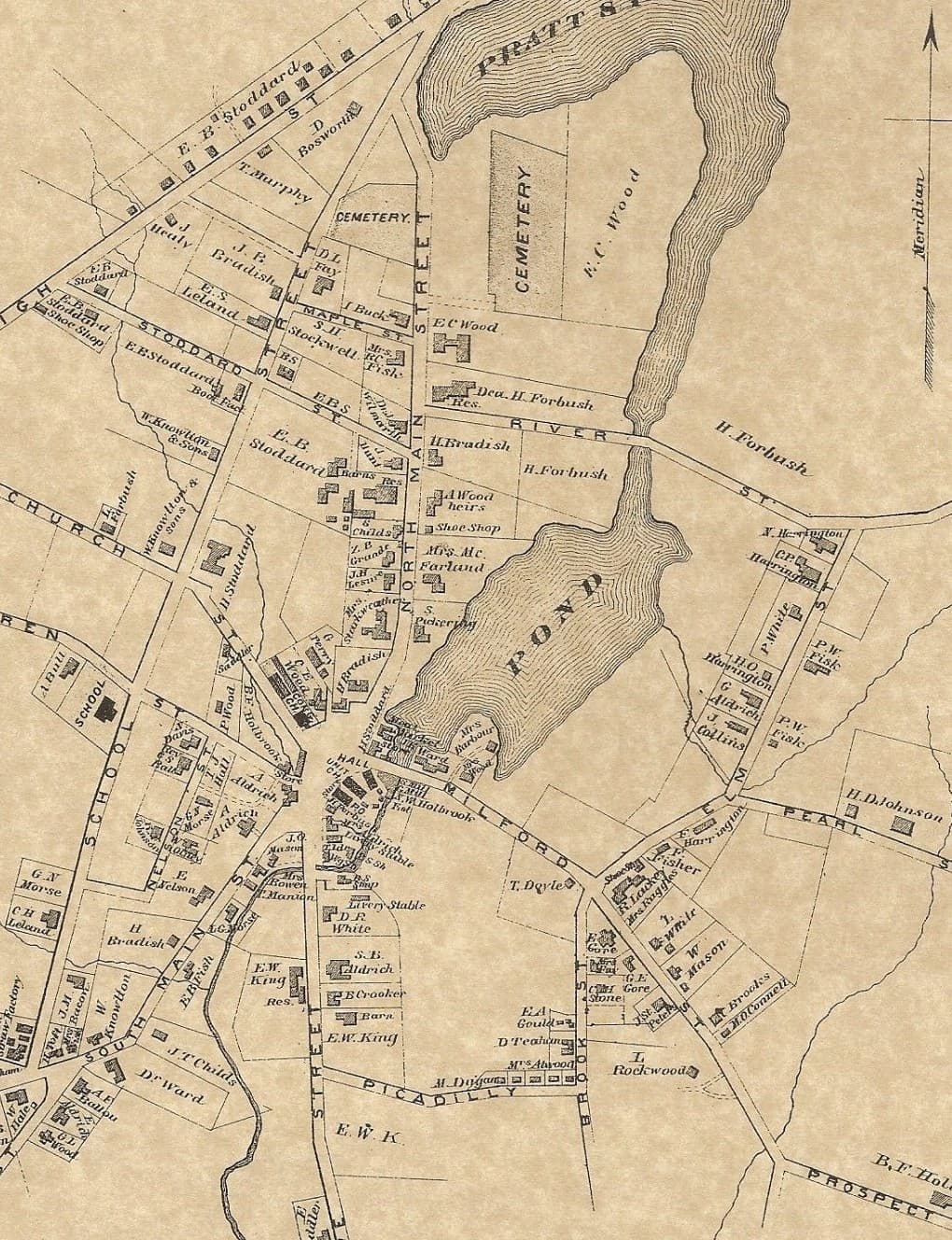 Upton Hopedale Milford MA 1870 Maps with Homeowners Names Shown 3