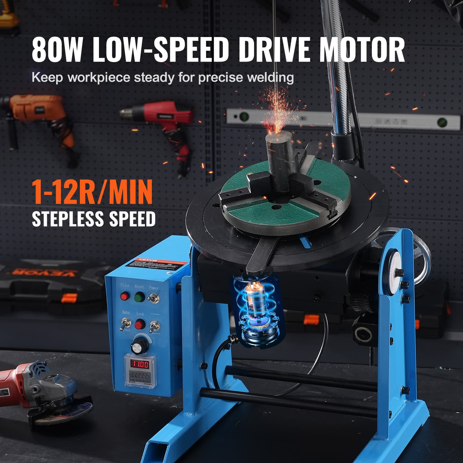 VEVOR 30KG Rotary Welding Positioner 0-90° Positioning Turntable Table 1-12RPM 4