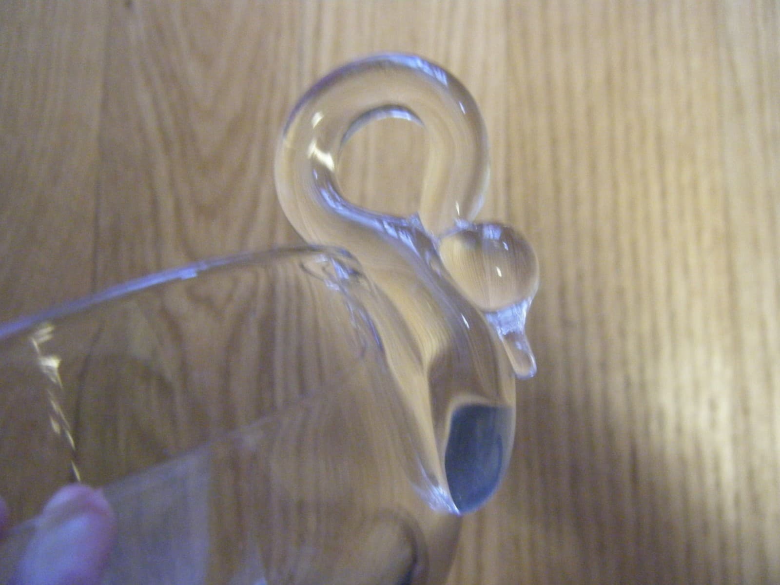 c.1940-50 Crystal Glass Creamer Gravy Boat Swan Handle & Sterling Base 2