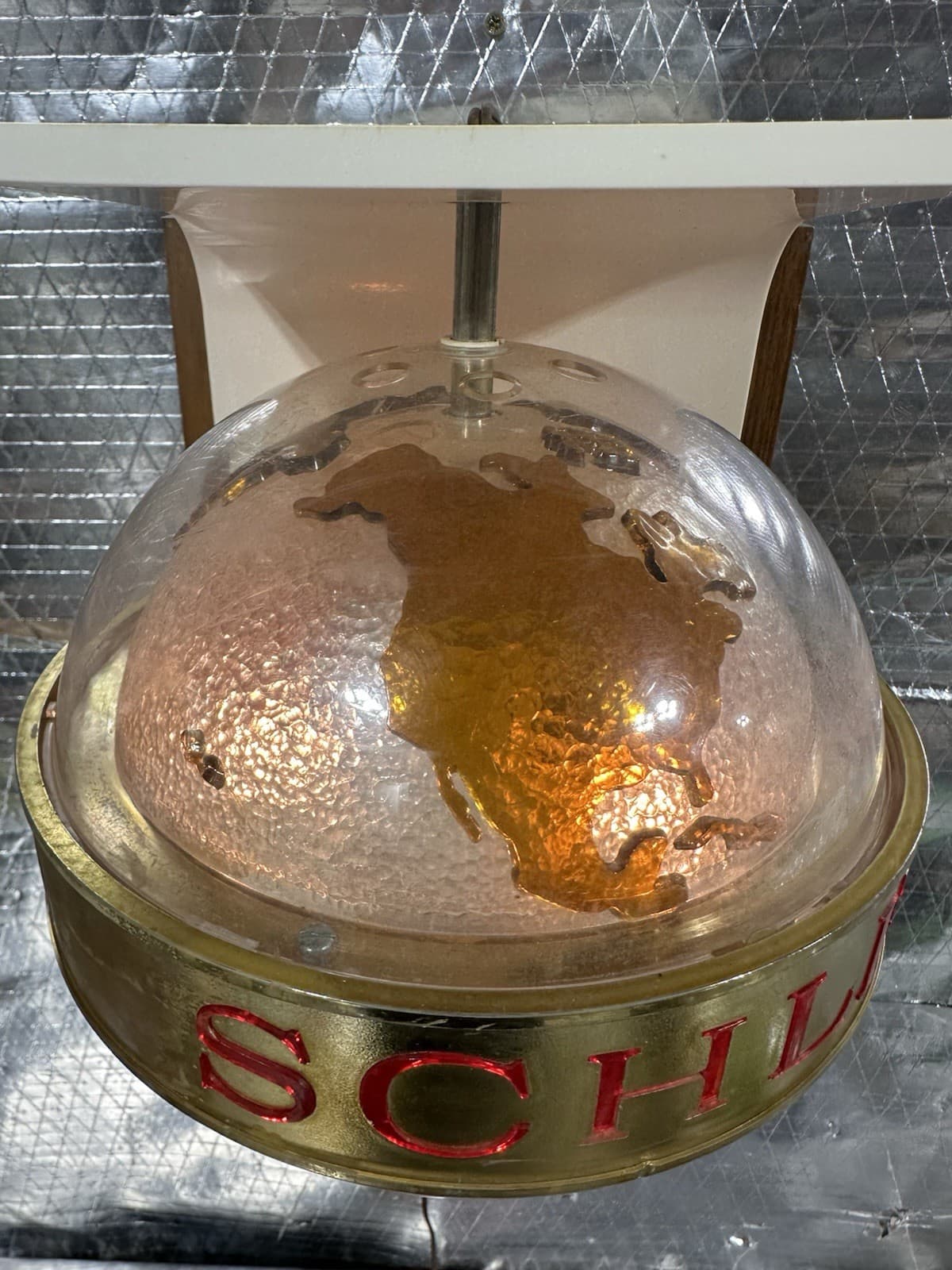 1960s Schlitz Beer Rotating Motion Globe Lighted Sign Wall Sconce 4
