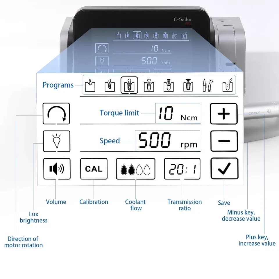 COXO Dental LED Implant Motor Surgical System 20:1 Contra Angle C-SAILOR PRO 6