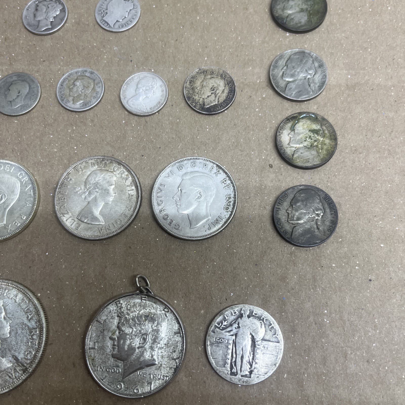 Mixed Lot Of 37 Silver Coins Us An Canada scrap of collect 3