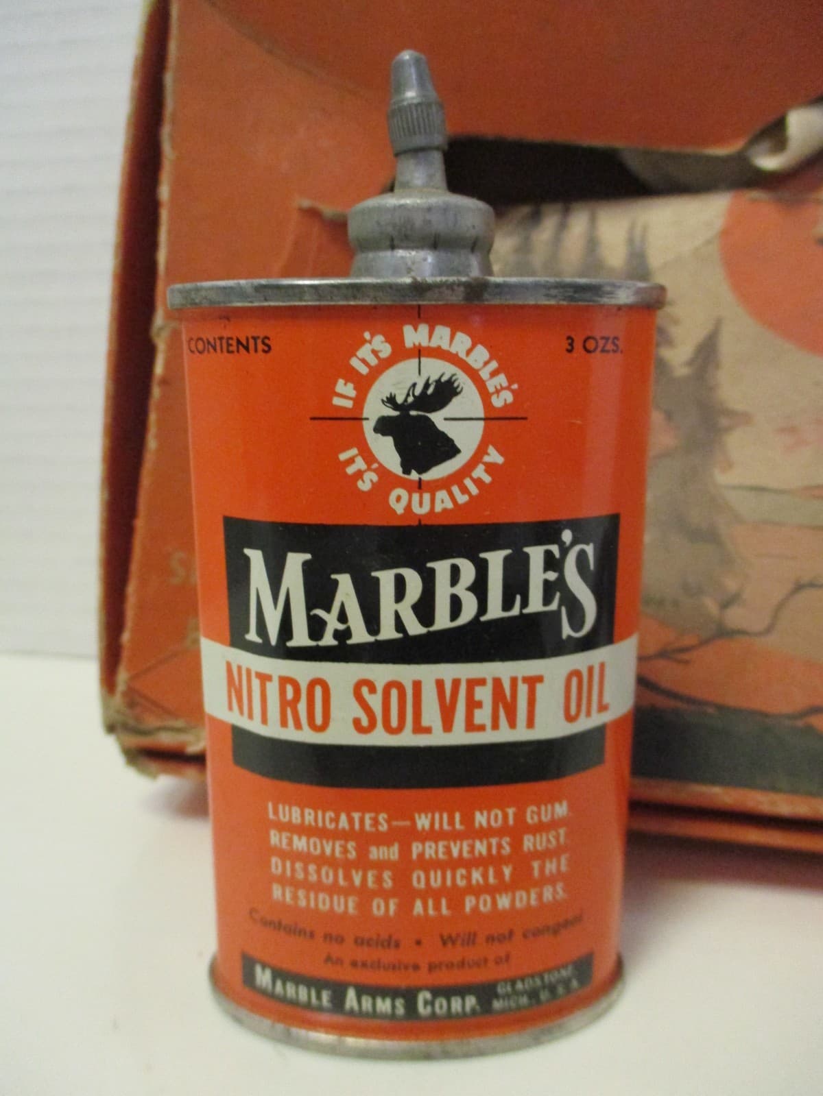 Vintage Marble's Gun Cleaning Kit with Very Nice Nitro Solvent Oil Can 2