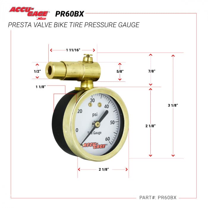 ACCU-GAGE® by Milton® Presta Valve Bike Tire Pressure Gauge with Bleeder Valve 5