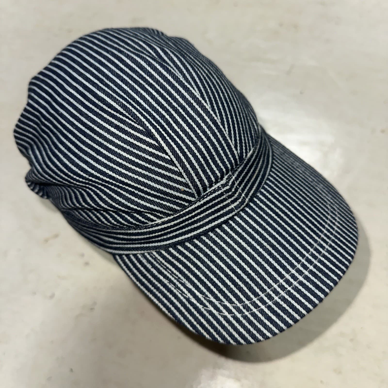 Train Conductor Engineer Railroad Hat Cap Snapback Blue White Stripe Dress Up 3