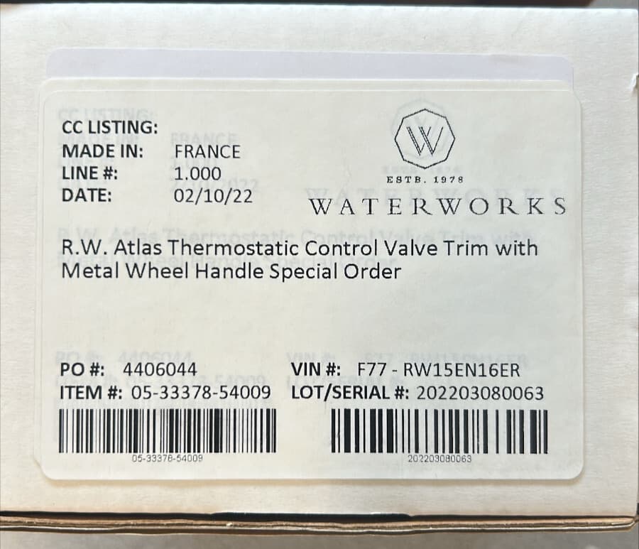 R.W. Atlas Thermostatic Control Valve Trim - Metal Wheel Handle (05-75239-63864) 5