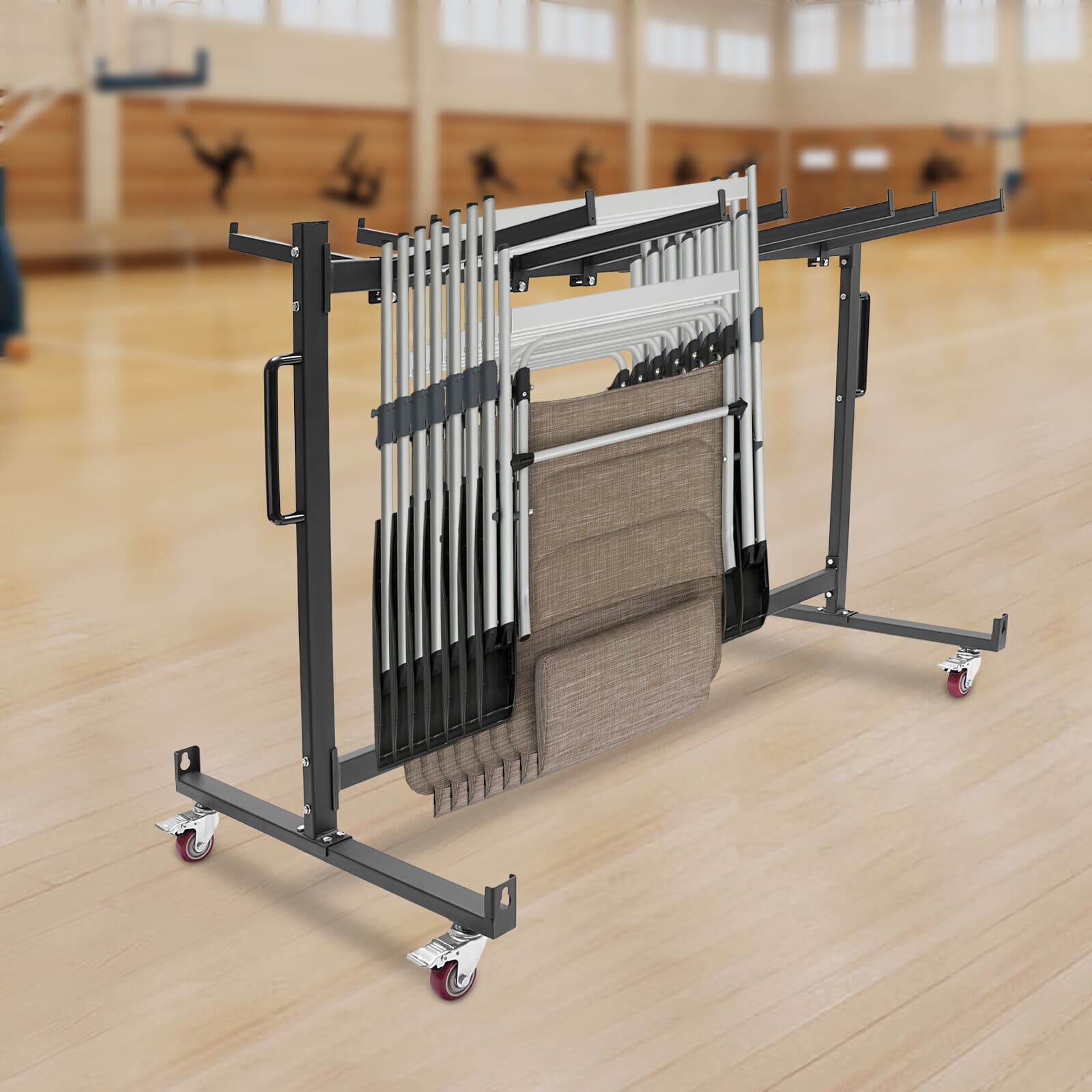 Folding Chair Rack Dolly Cart Table Storage Rack Desk Chairs Cart Trolley 42pcs 4