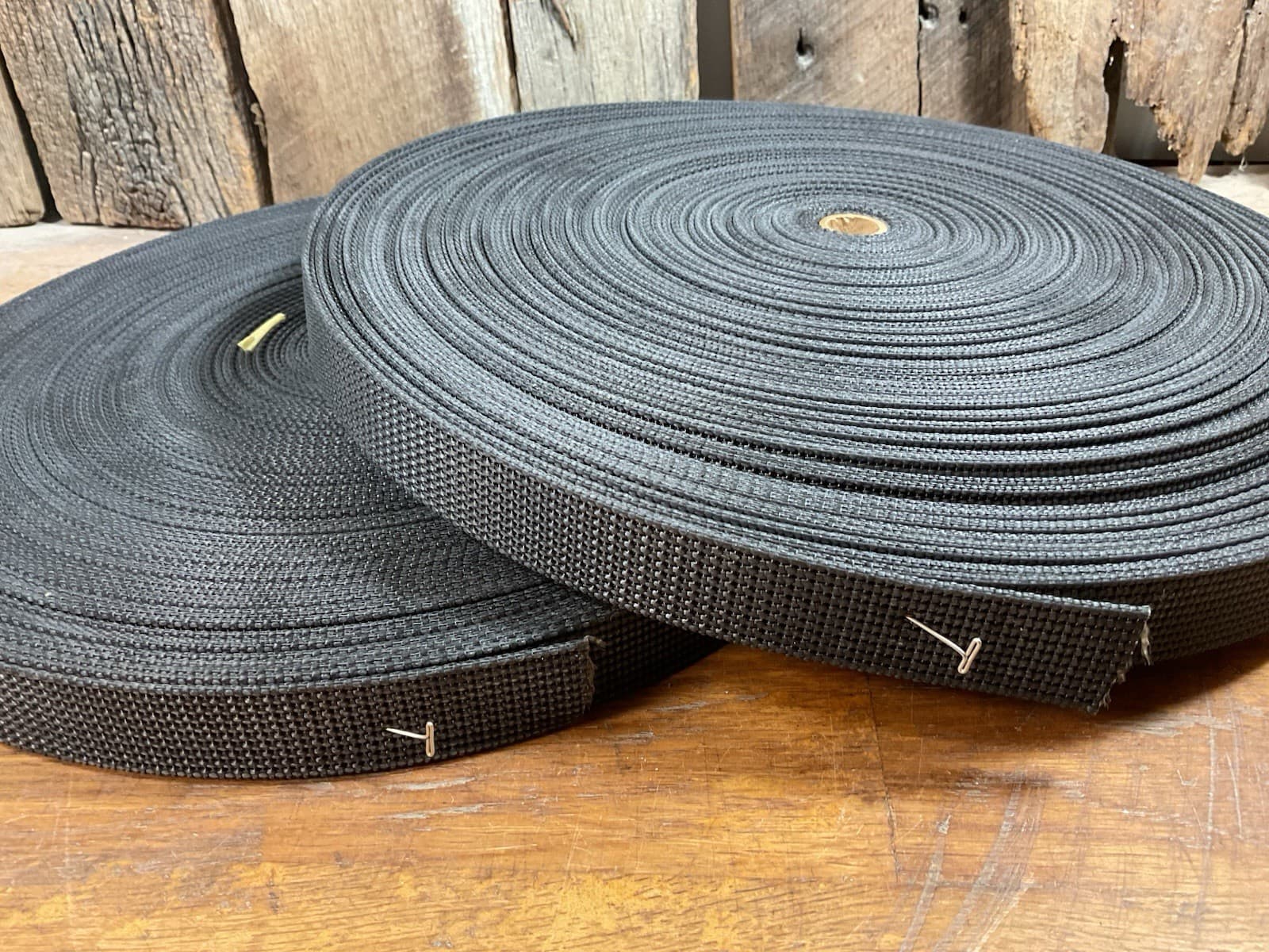 100 Yards 1” Heavy Nylon Webbing Strap - .0625” Thick Black Tight Grid Strapping