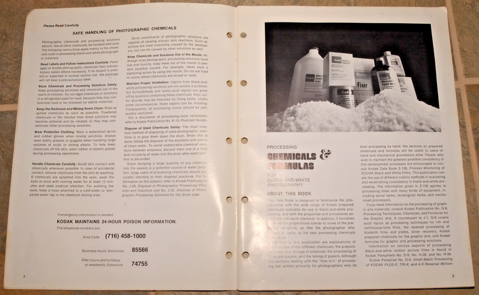1973 Kodak Processing Chemicals & Formulas for B&W, Pub. J-1 7th Ed. 1977  READ 5