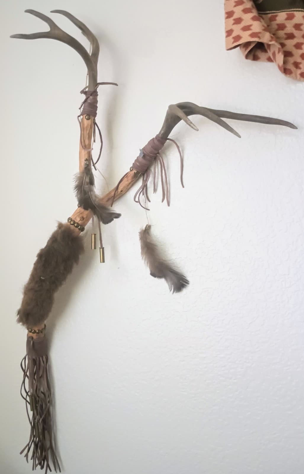 Vintage Apache Deer Antler Talking Stick Original Native American Signed 4