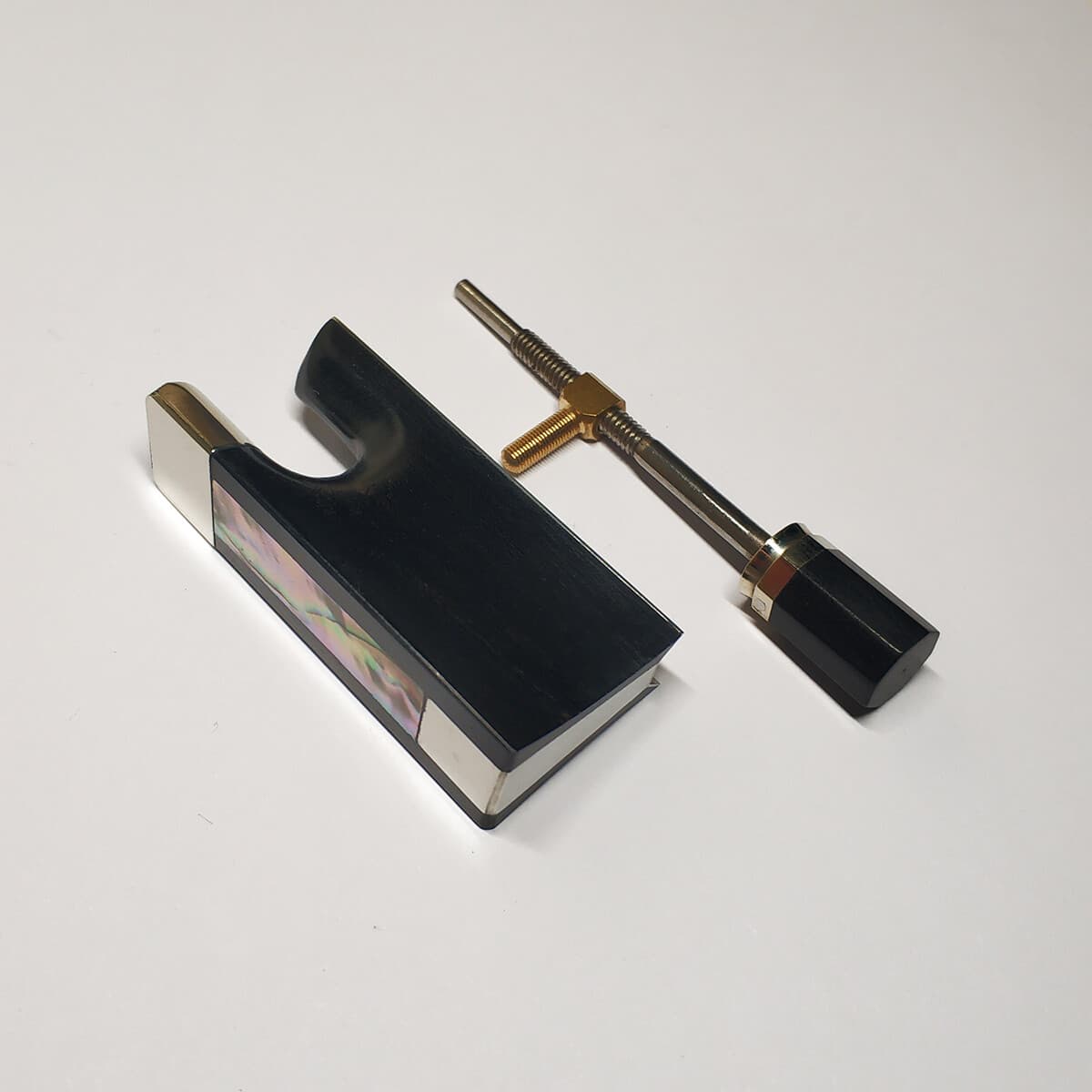 4/4 Violin Frog Button Abalone Inlaid Ebony Nickel Silver Eyelet Ebony Button 3