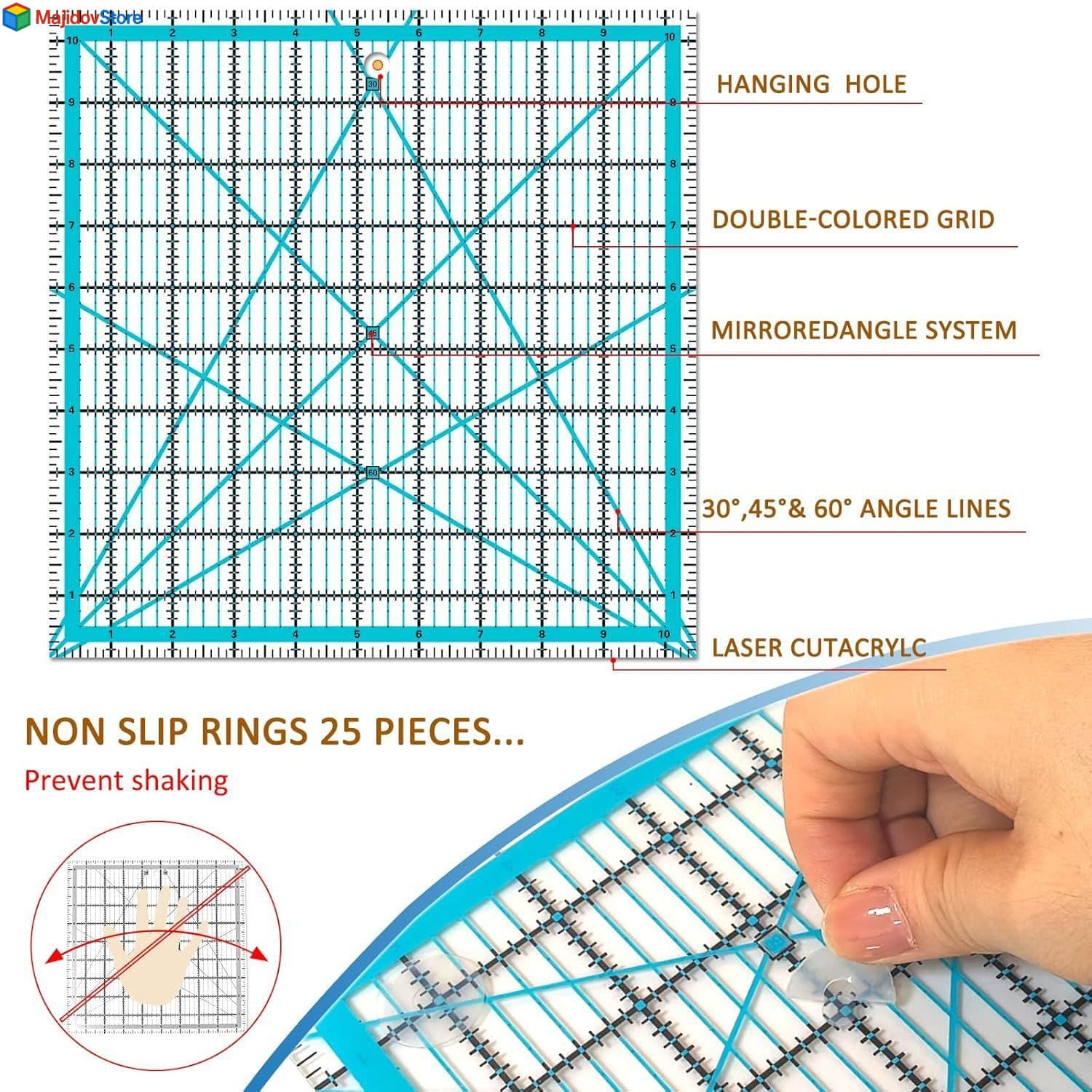 Quilting Rulers, Sewing Rulers, 4 Piece Quilting Square Templates, Acrylic Ruler 6