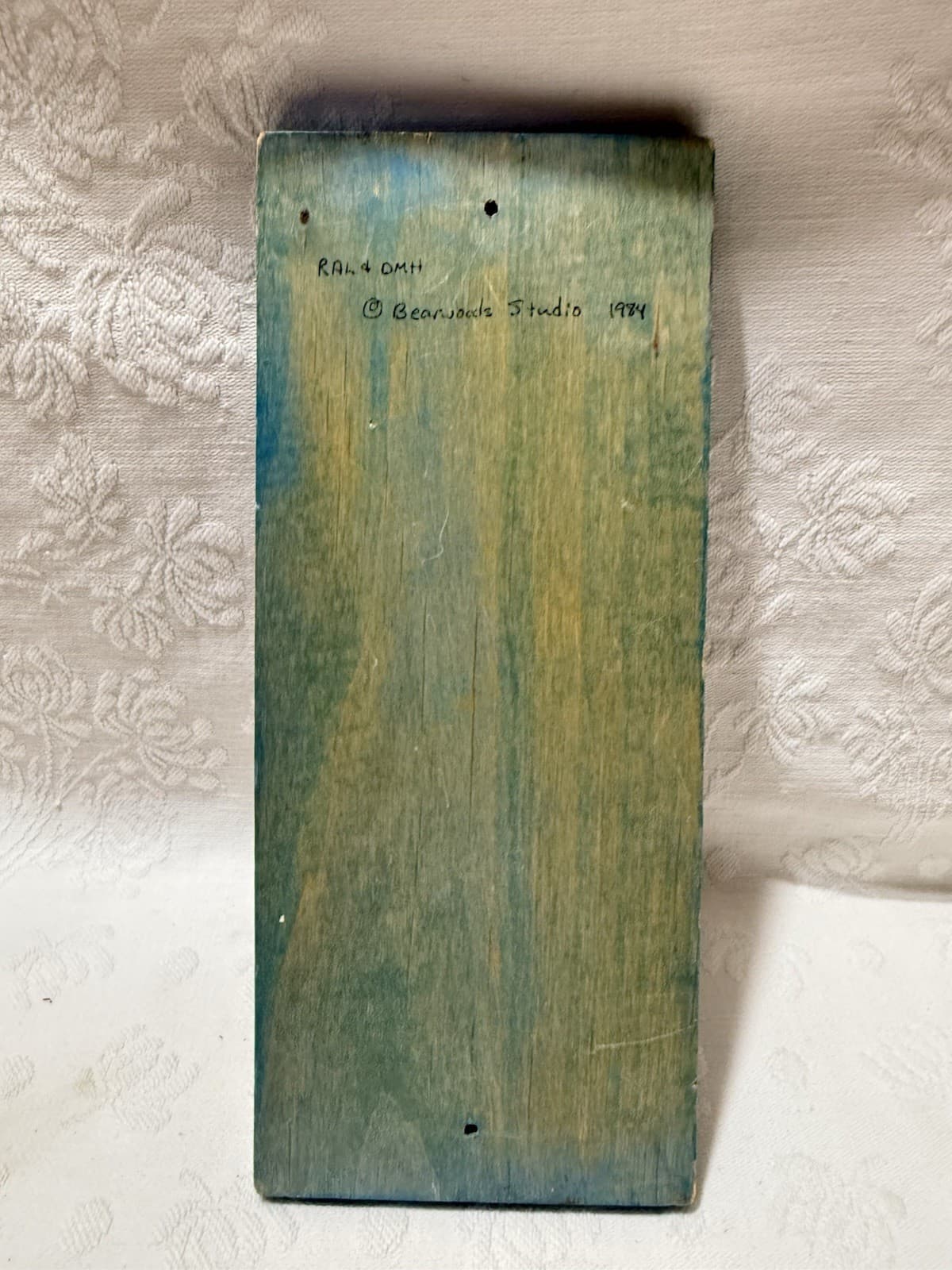 1984Bearwoods Studio-Handmade Wood Cut Out Brown Bear/Blue Wall Plaque-Coat Hook 3