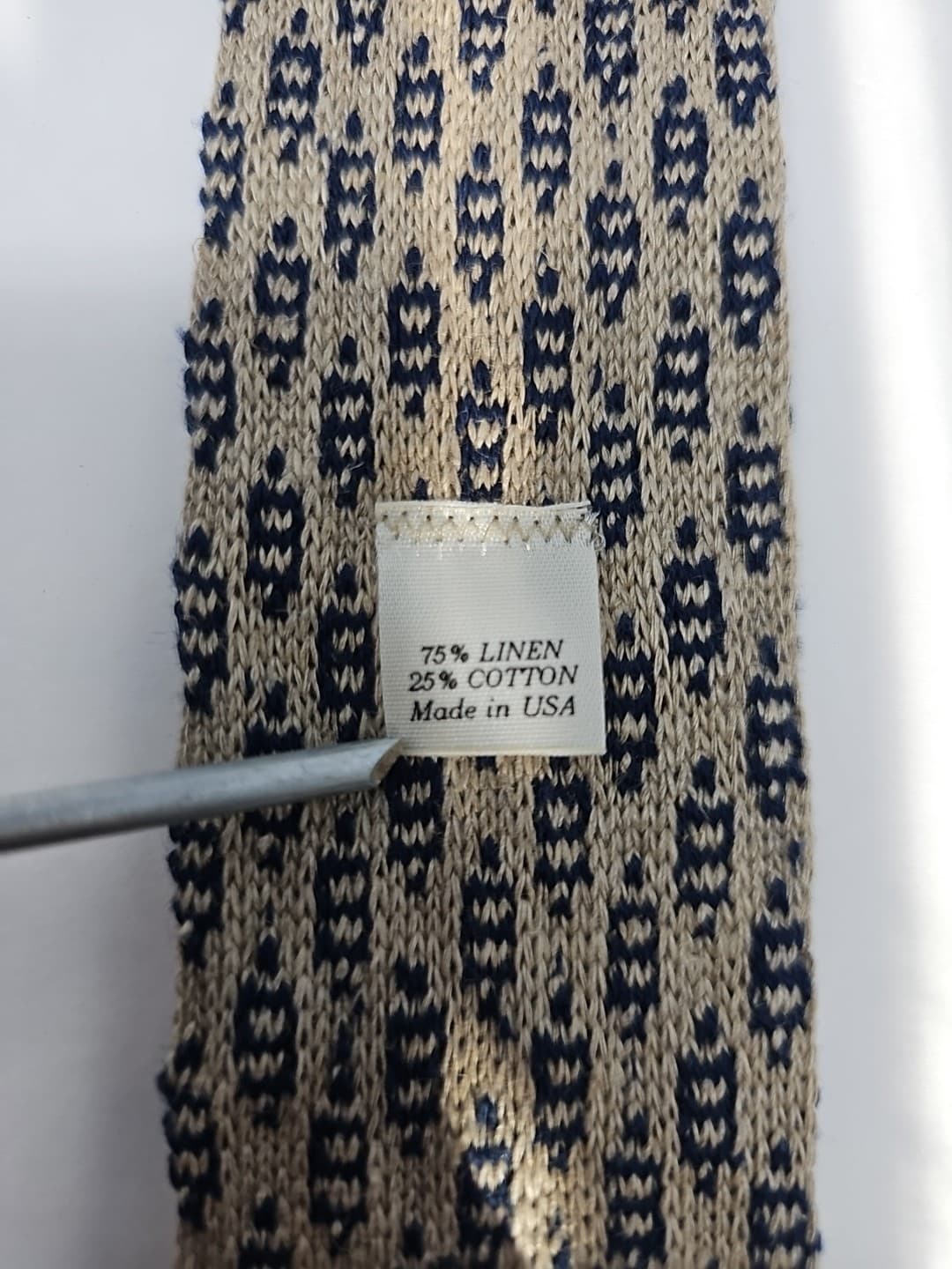 Vintage Mens Tie STRUCTURE 75% Linen Cotton Made in USA 4