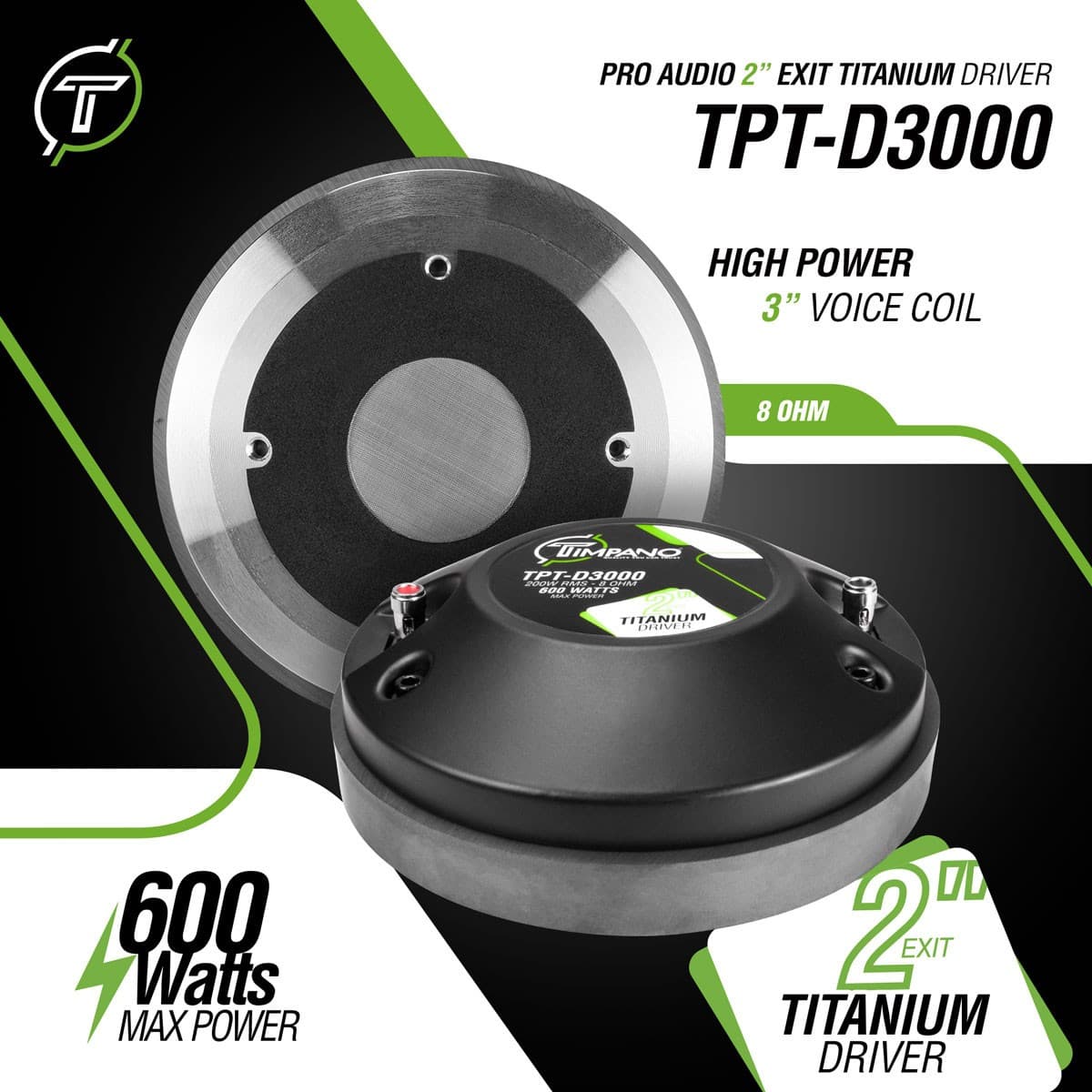 (2) TIMPANO 1200 Watts 2" EXIT TITANIUM COMPRESSION HORN DRIVER TPT-D3000 8 Ohm 2