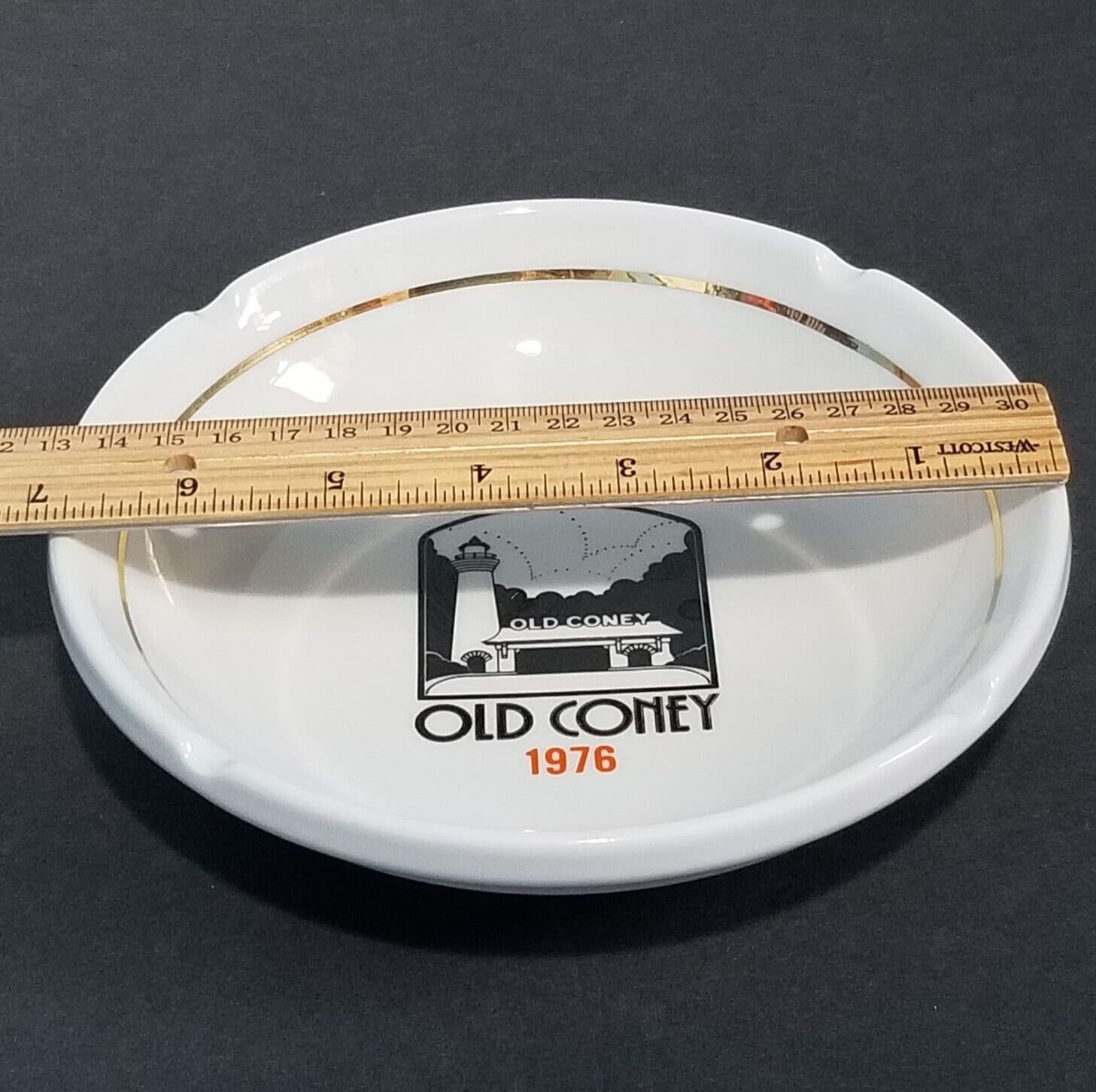 Vintage Cincinnati Ohio 1976 Old Coney Ashtray 7 Inch Round Ceramic  6