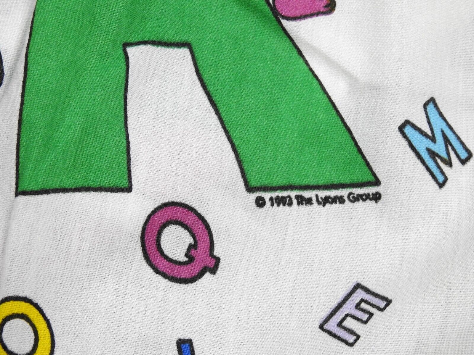 Vintage 1993 Barney Baby Dreams Made in USA ABC Flat Crib Sheet 5