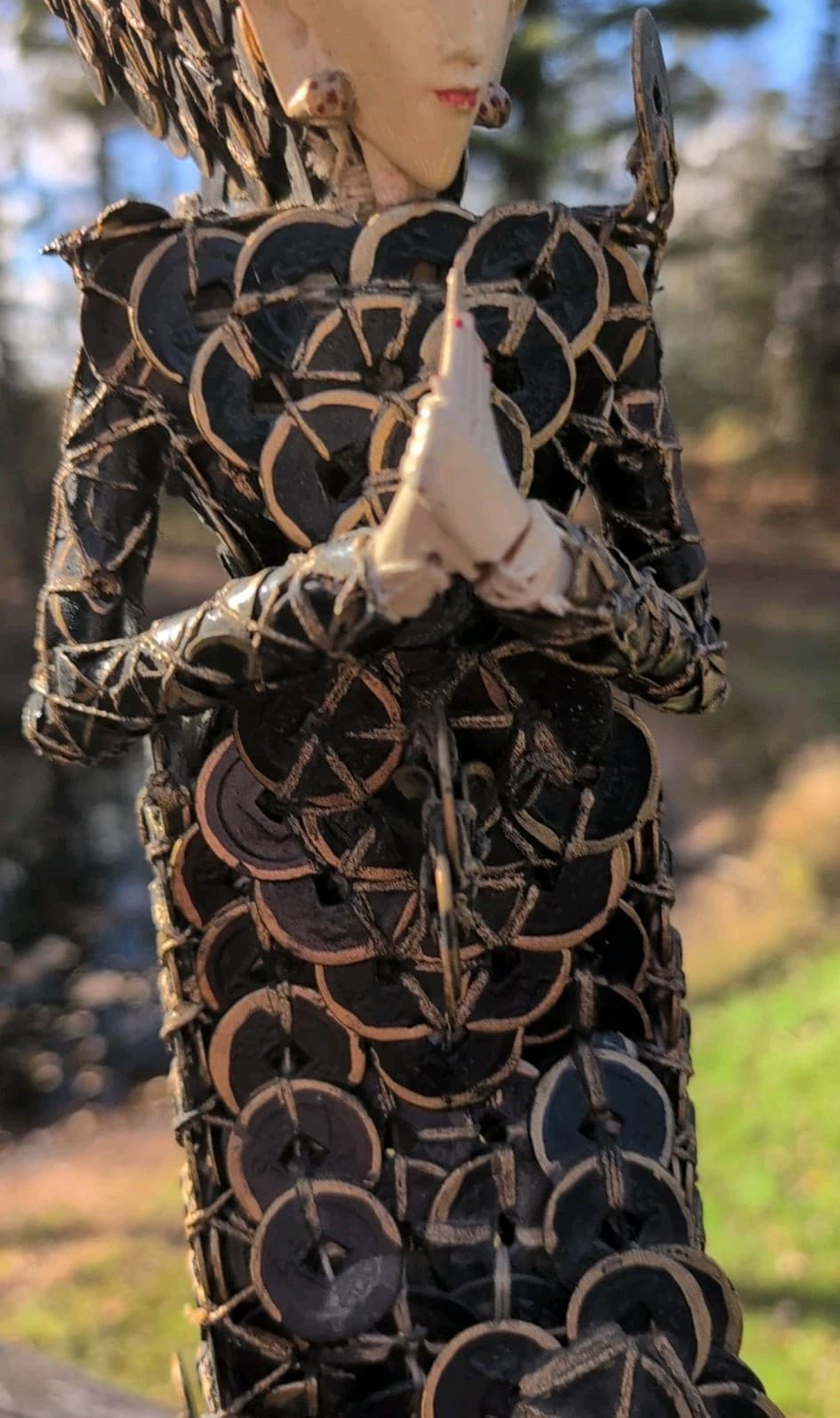 Vtg Balinese Kepeng Dewi Sri Goddess Coin Sculpture Figure Statue Antique 17" 4