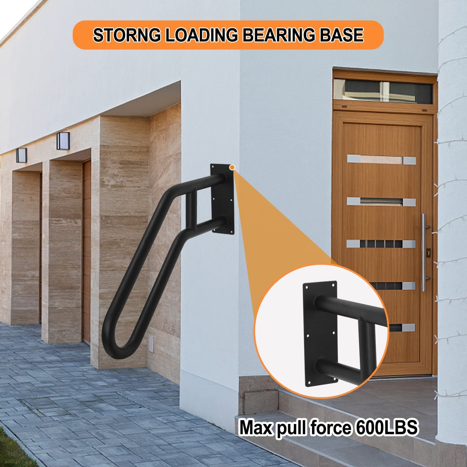 1pcs Hand Rails for Outdoor Steps, Indoor U-Shaped Wall Mount Stair HandRail,... 5