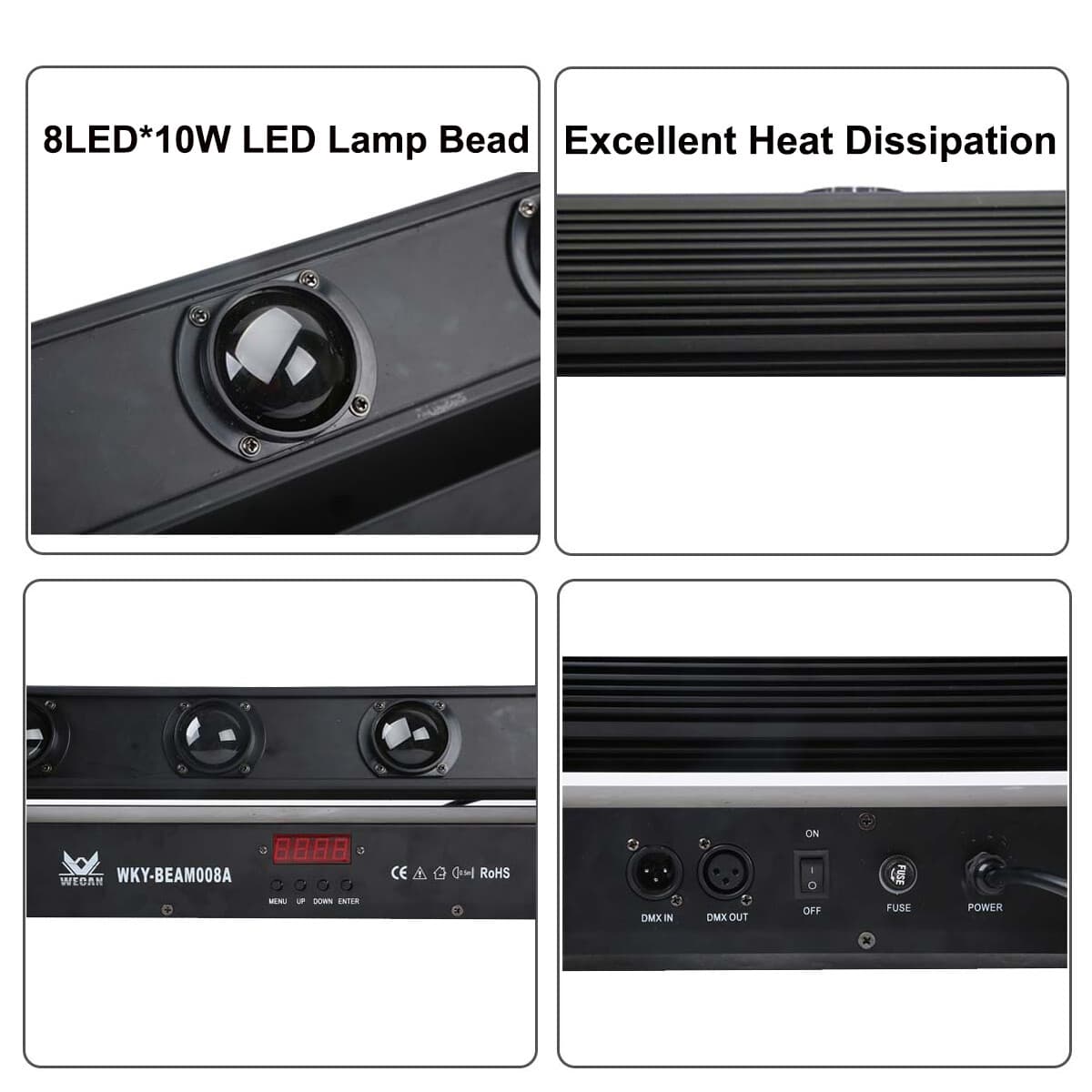 8X12W LED RGBW 8 Eyes Beam Moving Head Stage Bar Light DJ Disco Wash Lighting 5