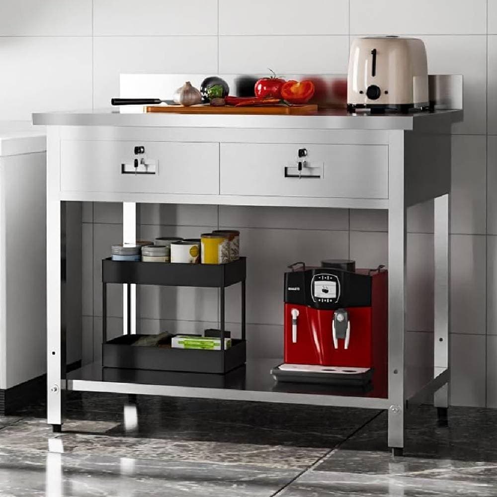 Heavy Duty 36 x 24 " Stainless Steel Work Table with 2 Drawers and Undershelf 6