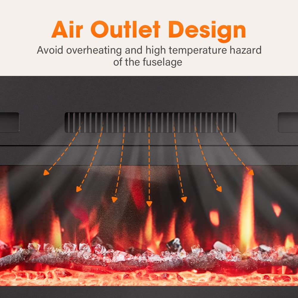 40/50/60" Electric Fireplace Recessed insert or Wall Mounted Standing Heater 6