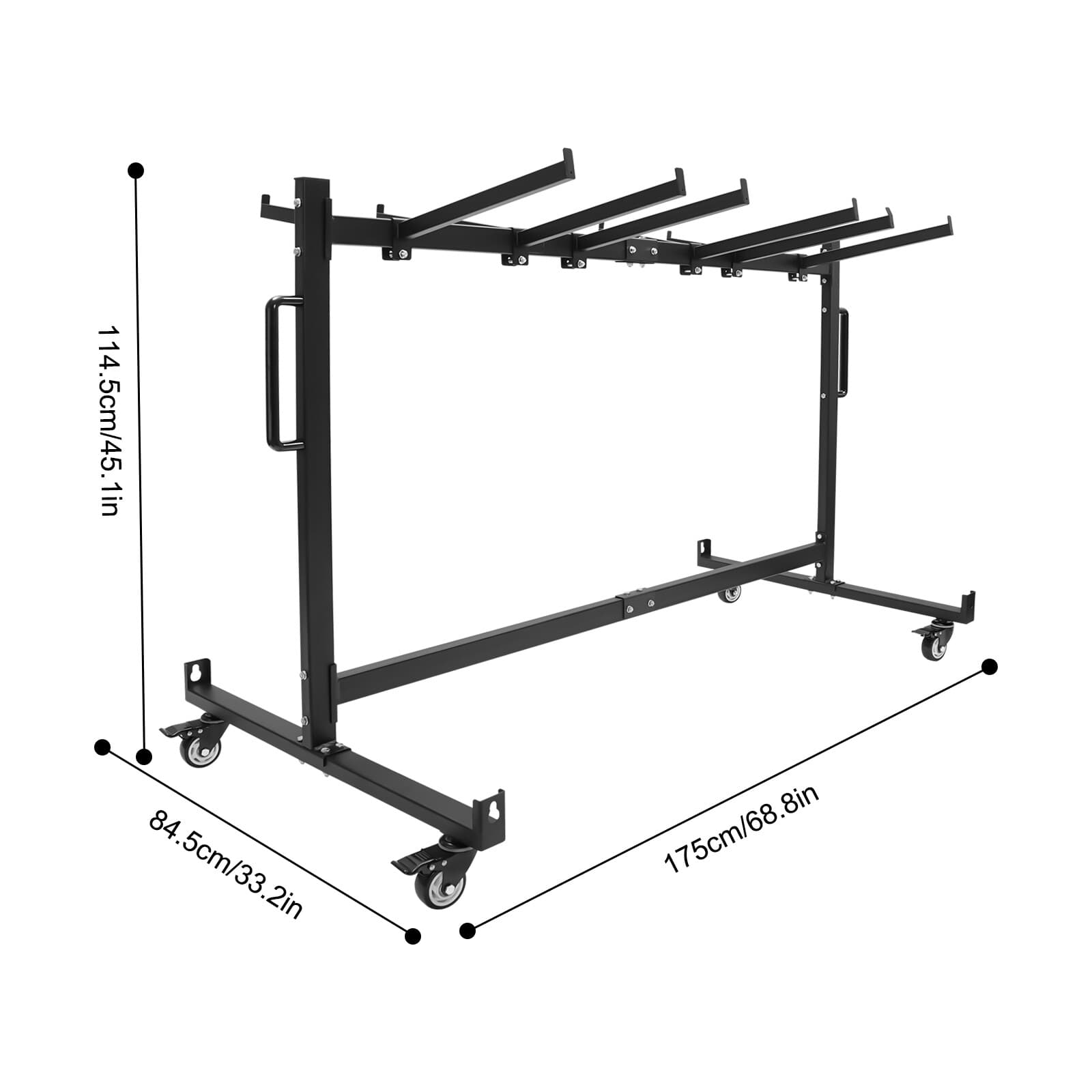 Folding Chair Rack Dolly Cart W/lock Caster Max 42 Foldingtables 12 Hanging Rods 4