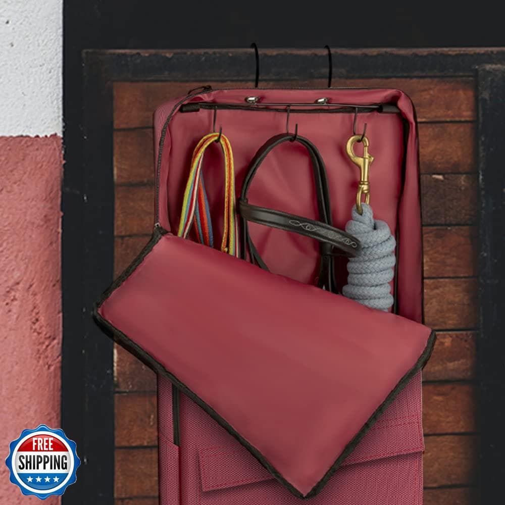 Y.J TAILS Horse Bridle Bag, Horse Tack Carry Bag with 3 Prong Tack Rack for H 4
